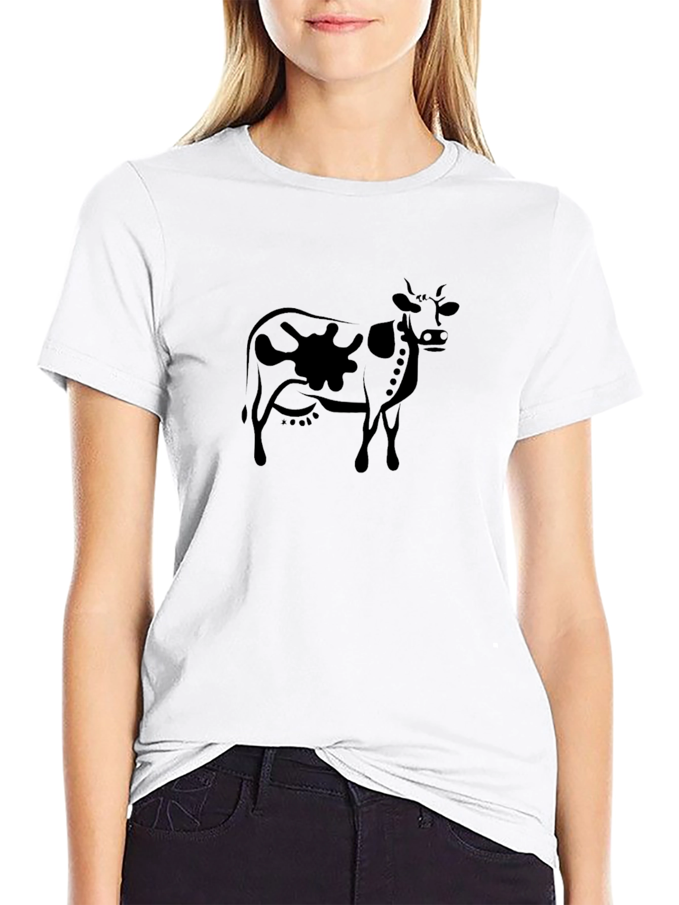 Cow Graphic Tee - Black Casual T-Shirt