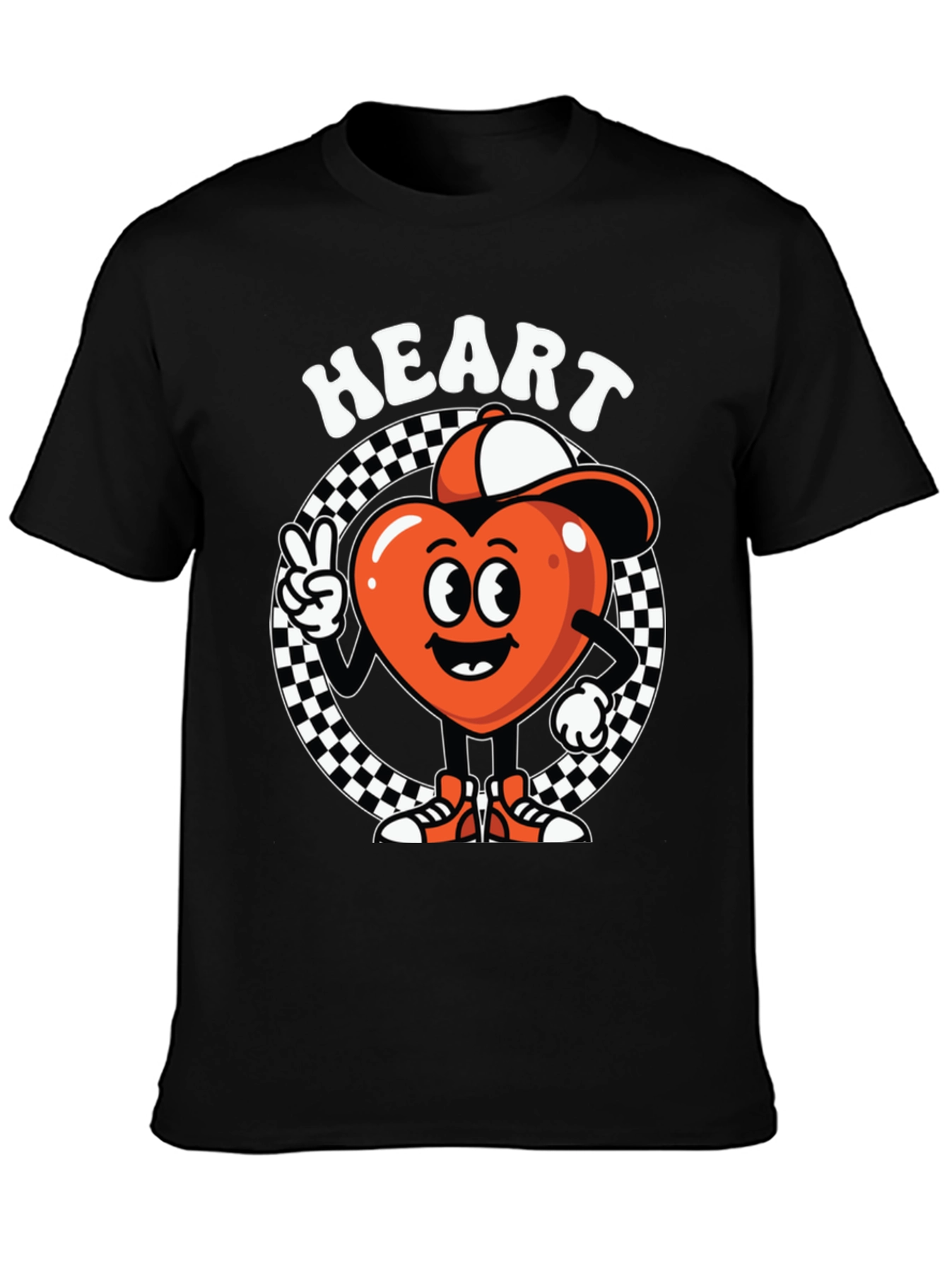 Heart Character Graphic Tee - Cool Design