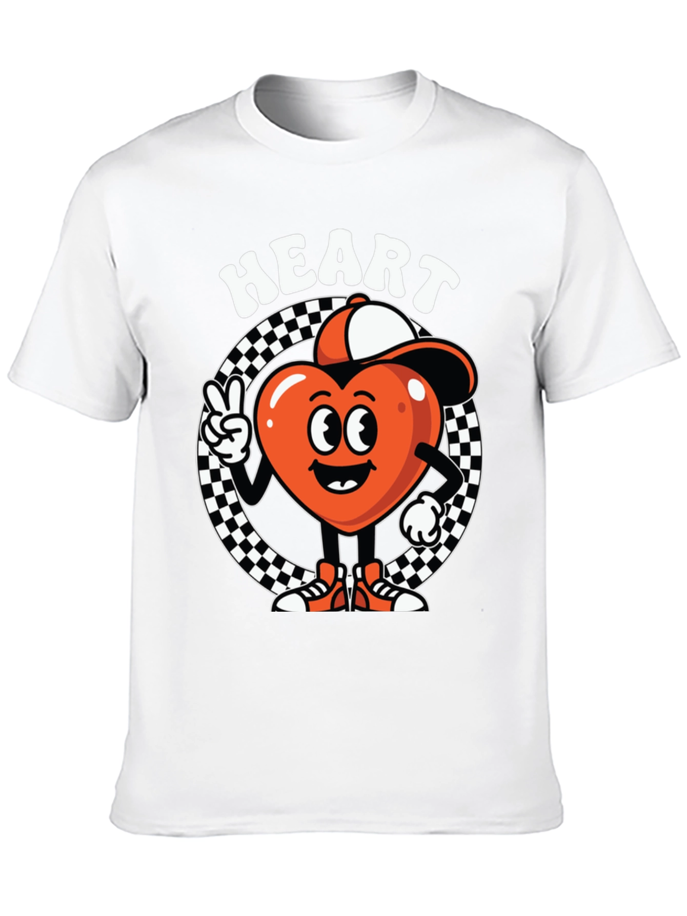 Heart Character Graphic Tee - Cool Design