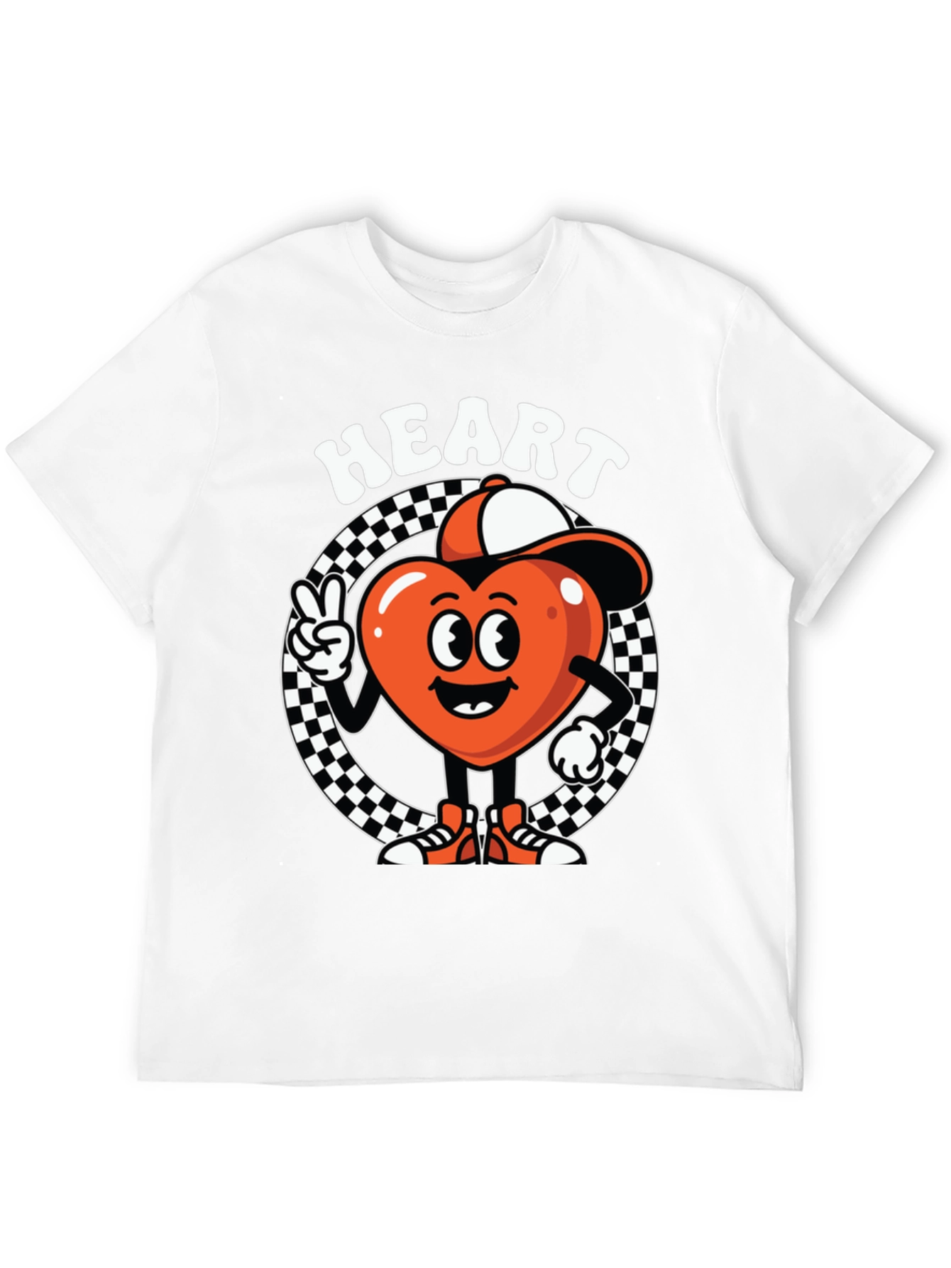 Heart Character Graphic Tee - Cool Design