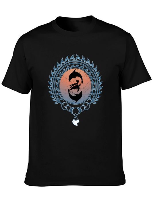 Dolphin Harmony Graphic Tee - Unisex Black T-Shirt