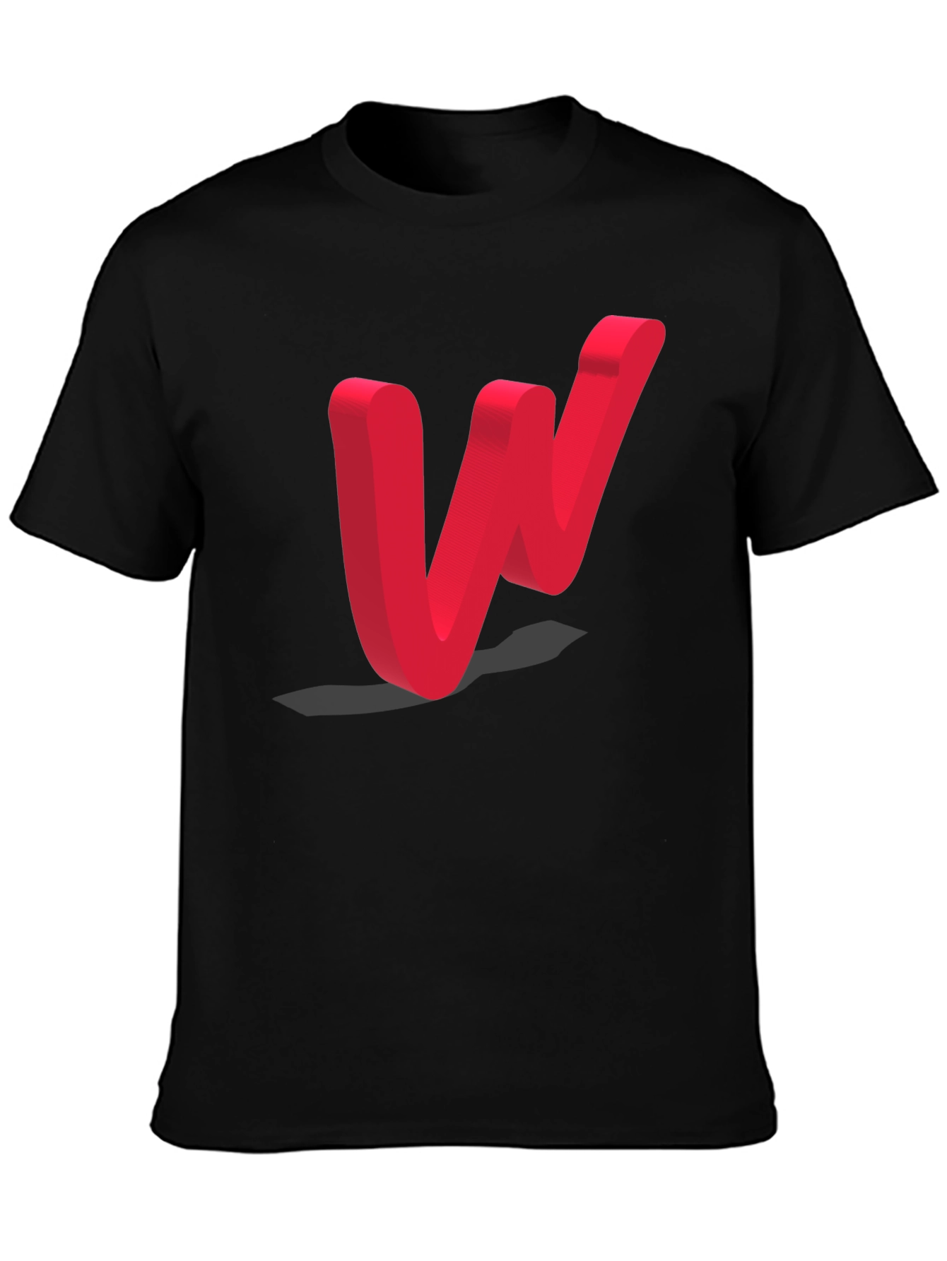 Modern Red Letter W Black T-Shirt