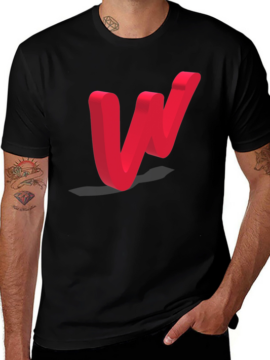 Modern Red Letter W Black T-Shirt