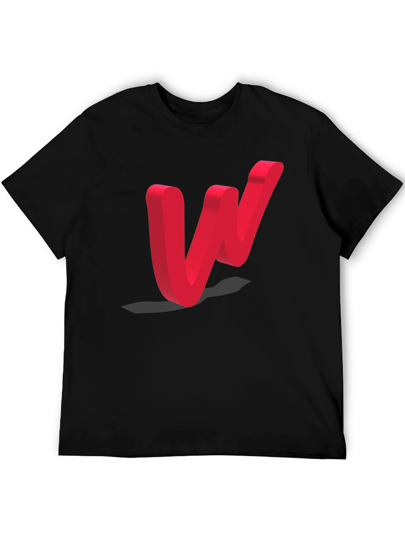 Modern Red Letter W Black T-Shirt