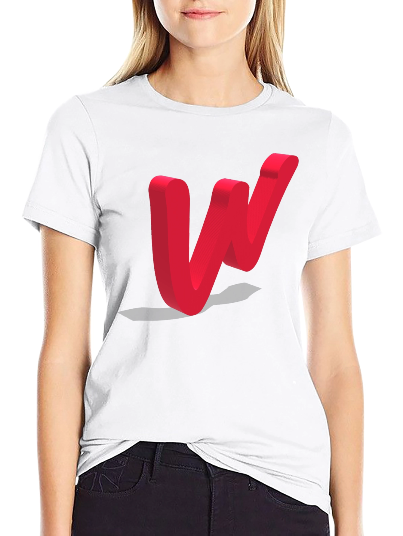 Modern Red Letter W Black T-Shirt