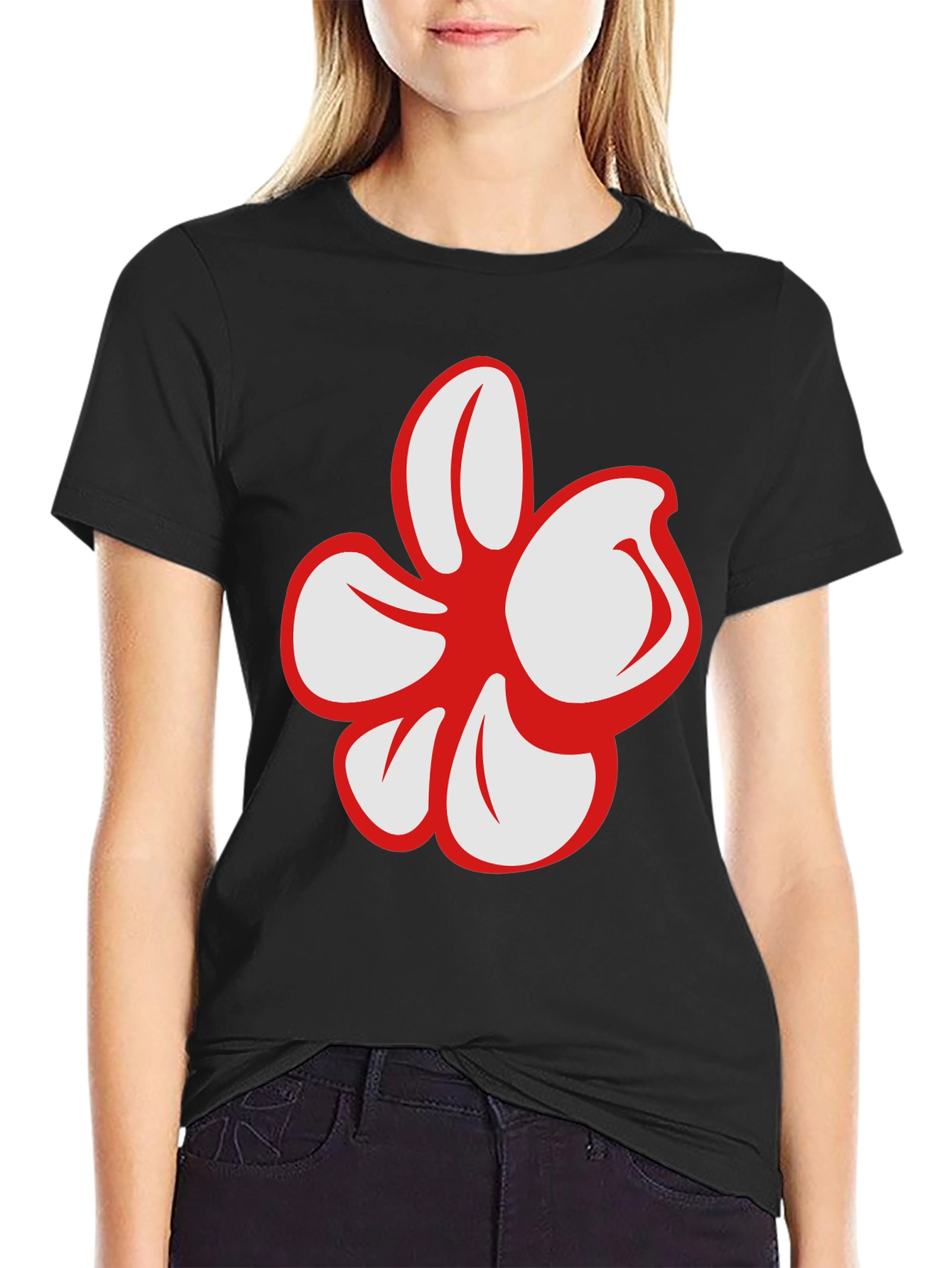 Bold Floral Graphic Black T-Shirt