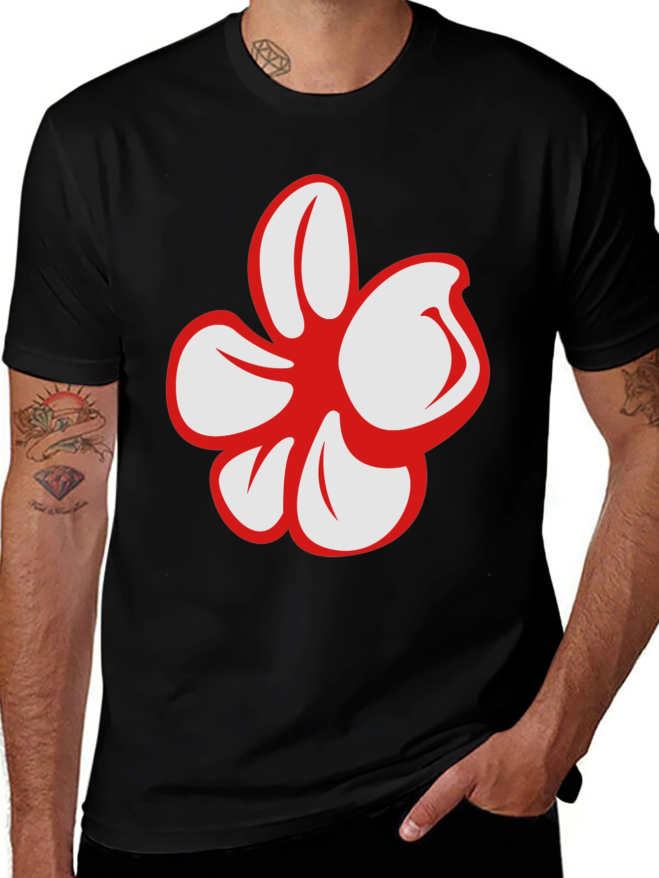 Bold Floral Graphic Black T-Shirt