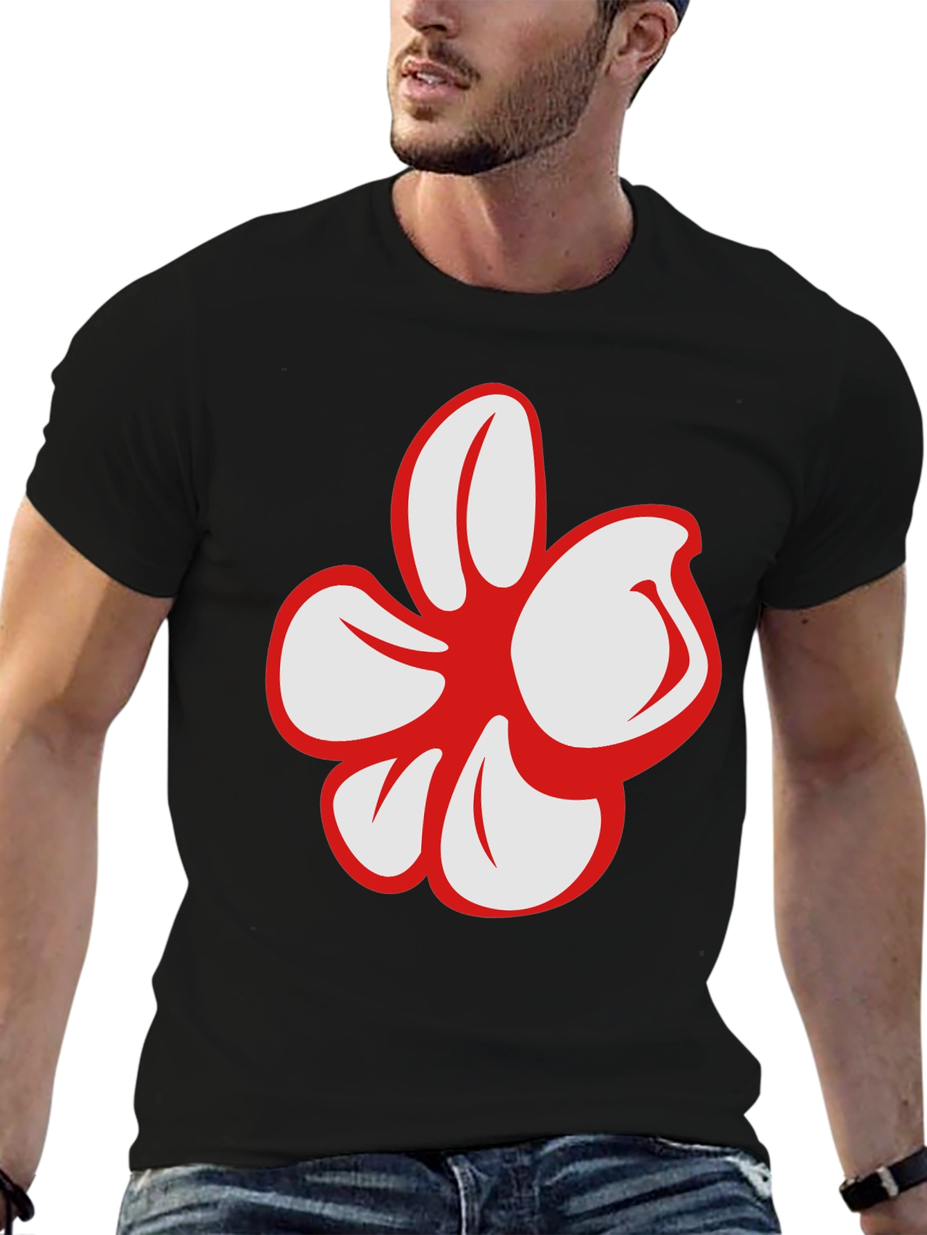 Bold Floral Graphic Black T-Shirt