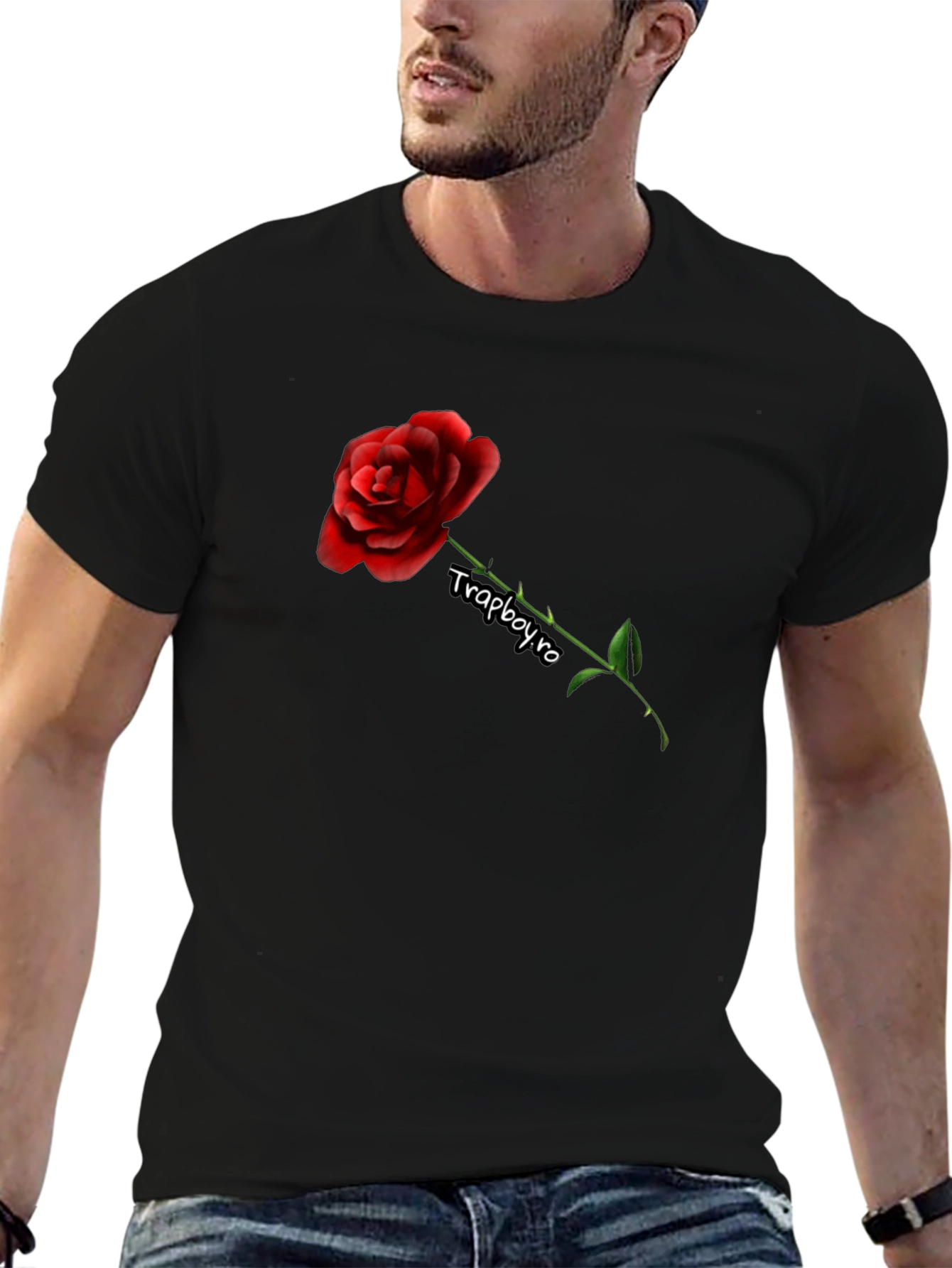 Rose Graphic Black T-Shirt