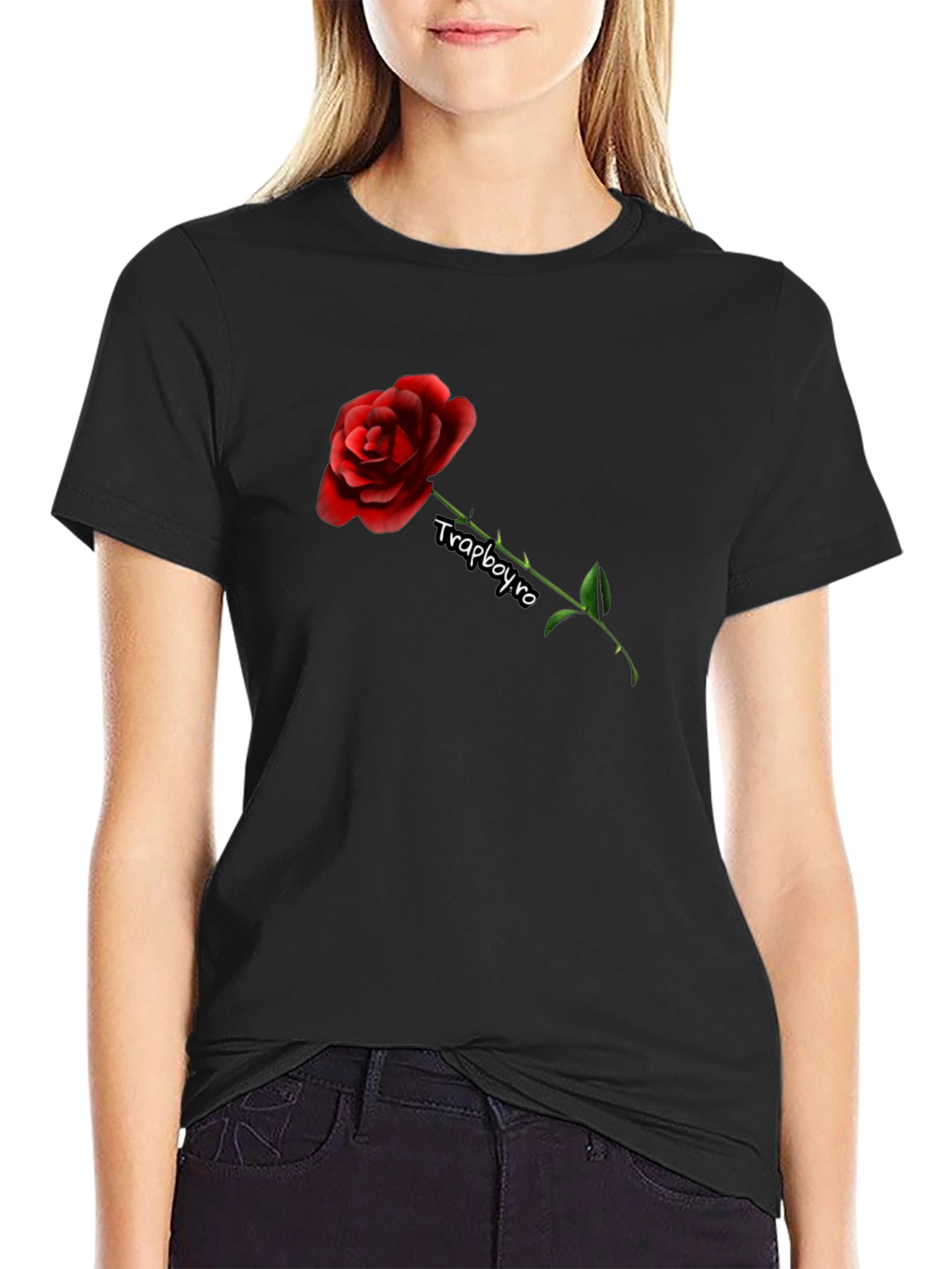 Rose Graphic Black T-Shirt
