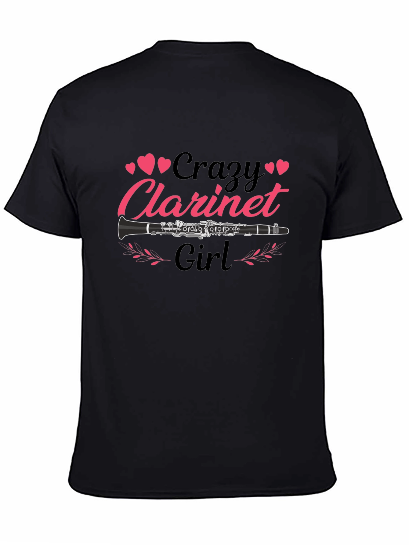 Crazy Clarinet Girl Black T-Shirt