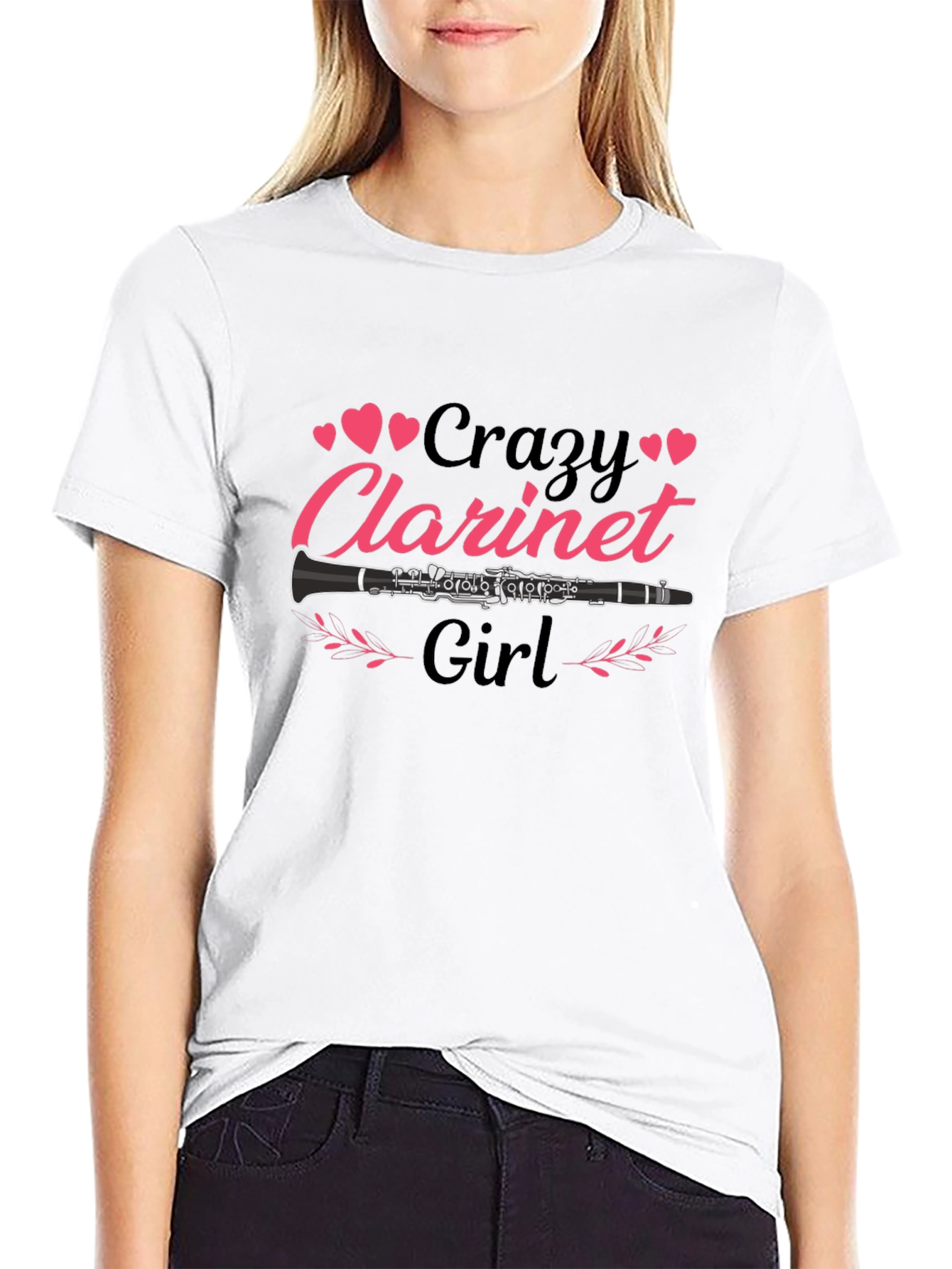 Crazy Clarinet Girl Black T-Shirt