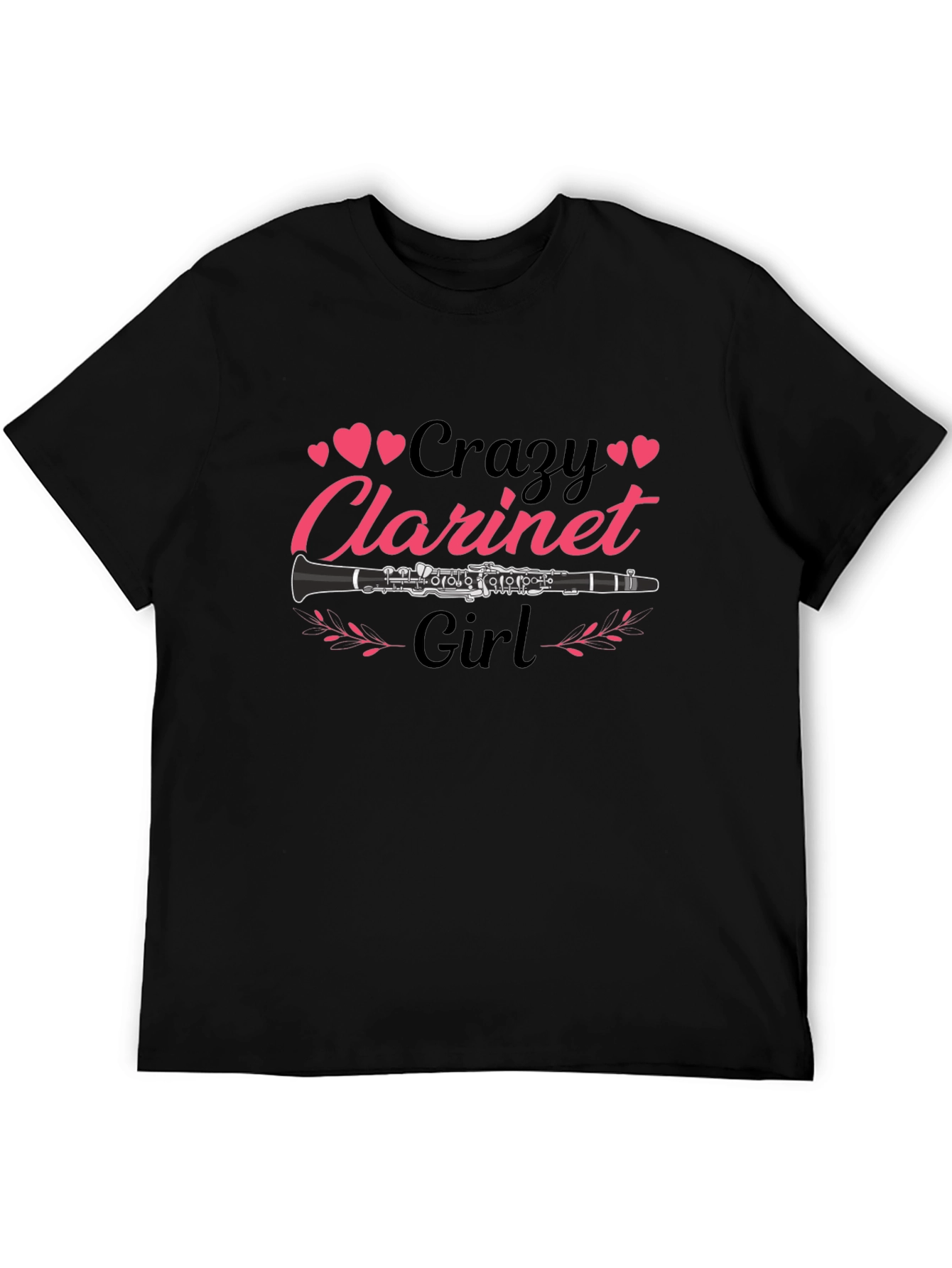 Crazy Clarinet Girl Black T-Shirt