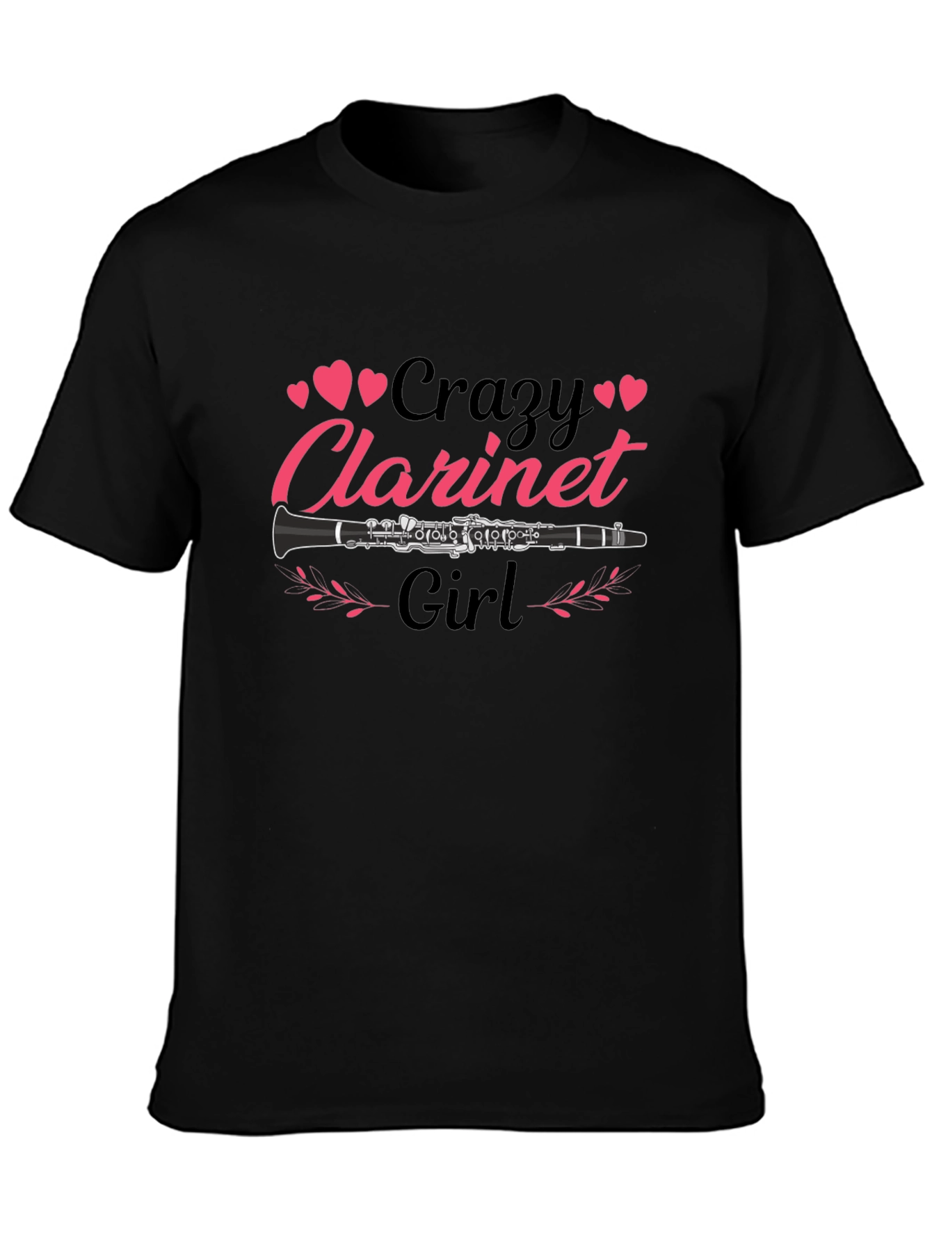Crazy Clarinet Girl Black T-Shirt