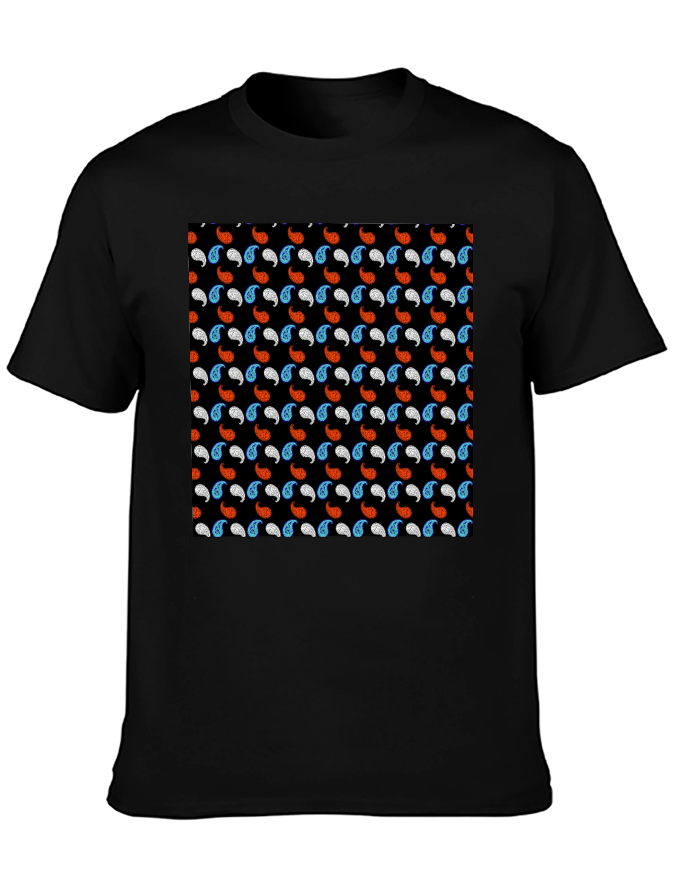 Paisley Pattern Mens Black T-Shirt