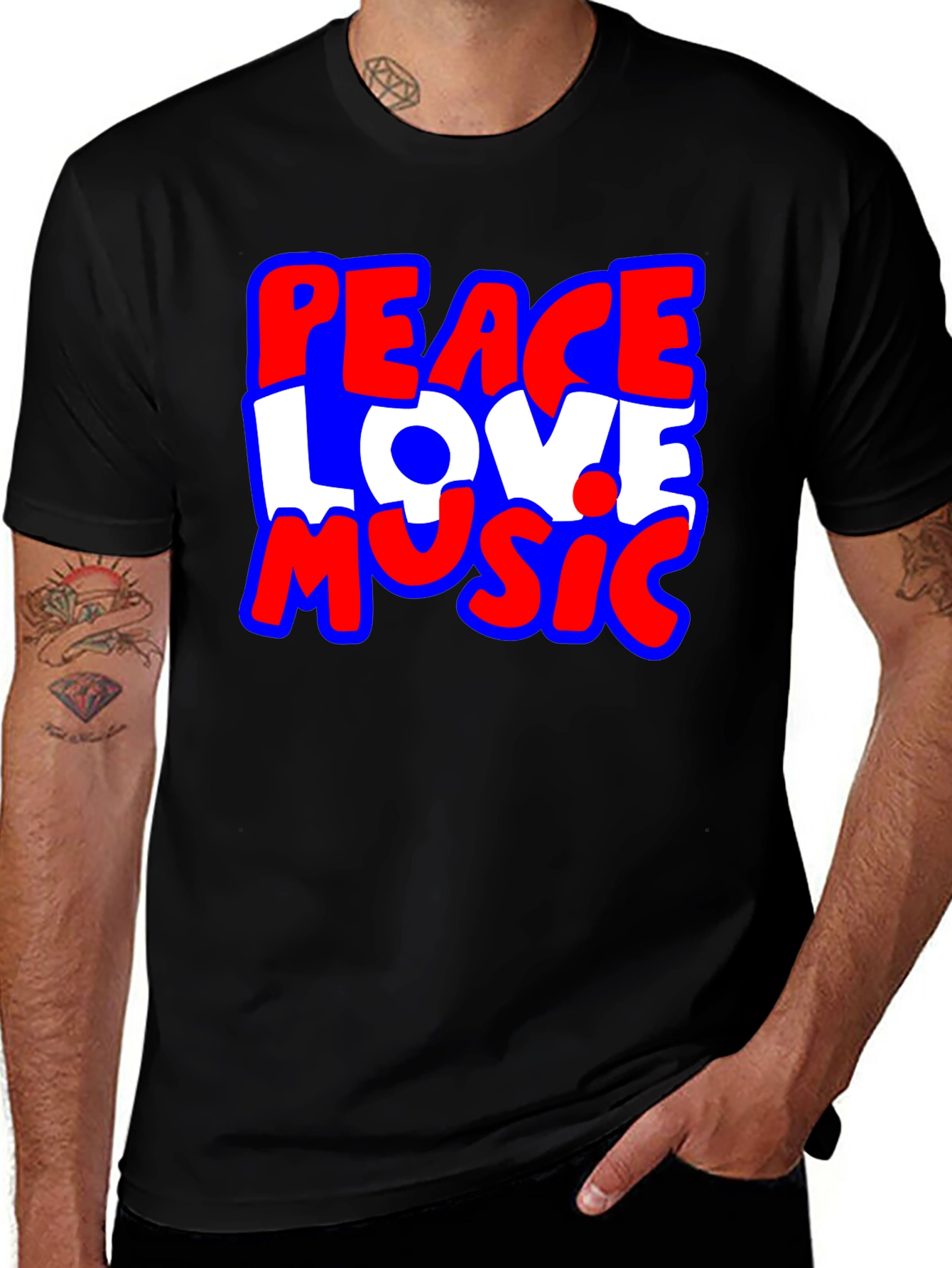 Peace Love Music Graphic T-Shirt