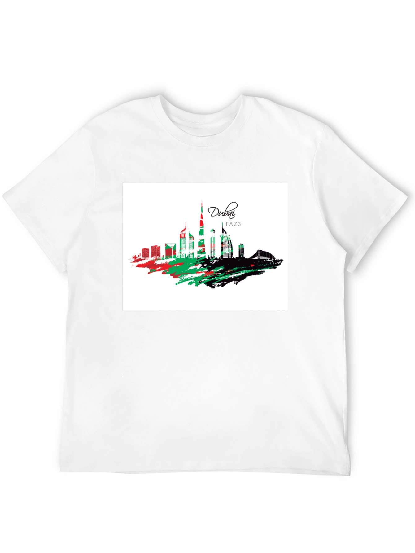 Dubai Skyline Graphic Tee - Stylish Black T-Shirt