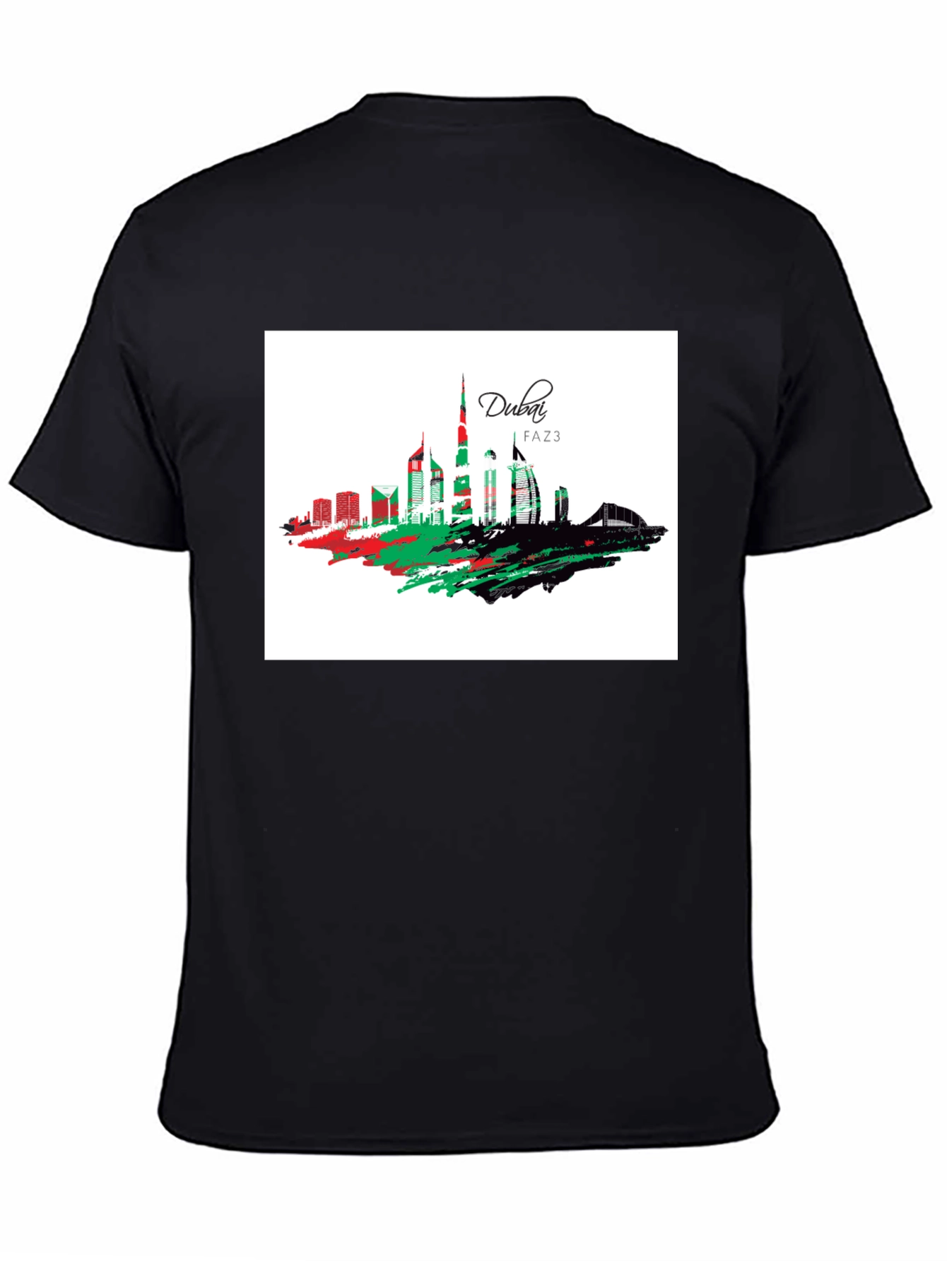 Dubai Skyline Graphic Tee - Stylish Black T-Shirt