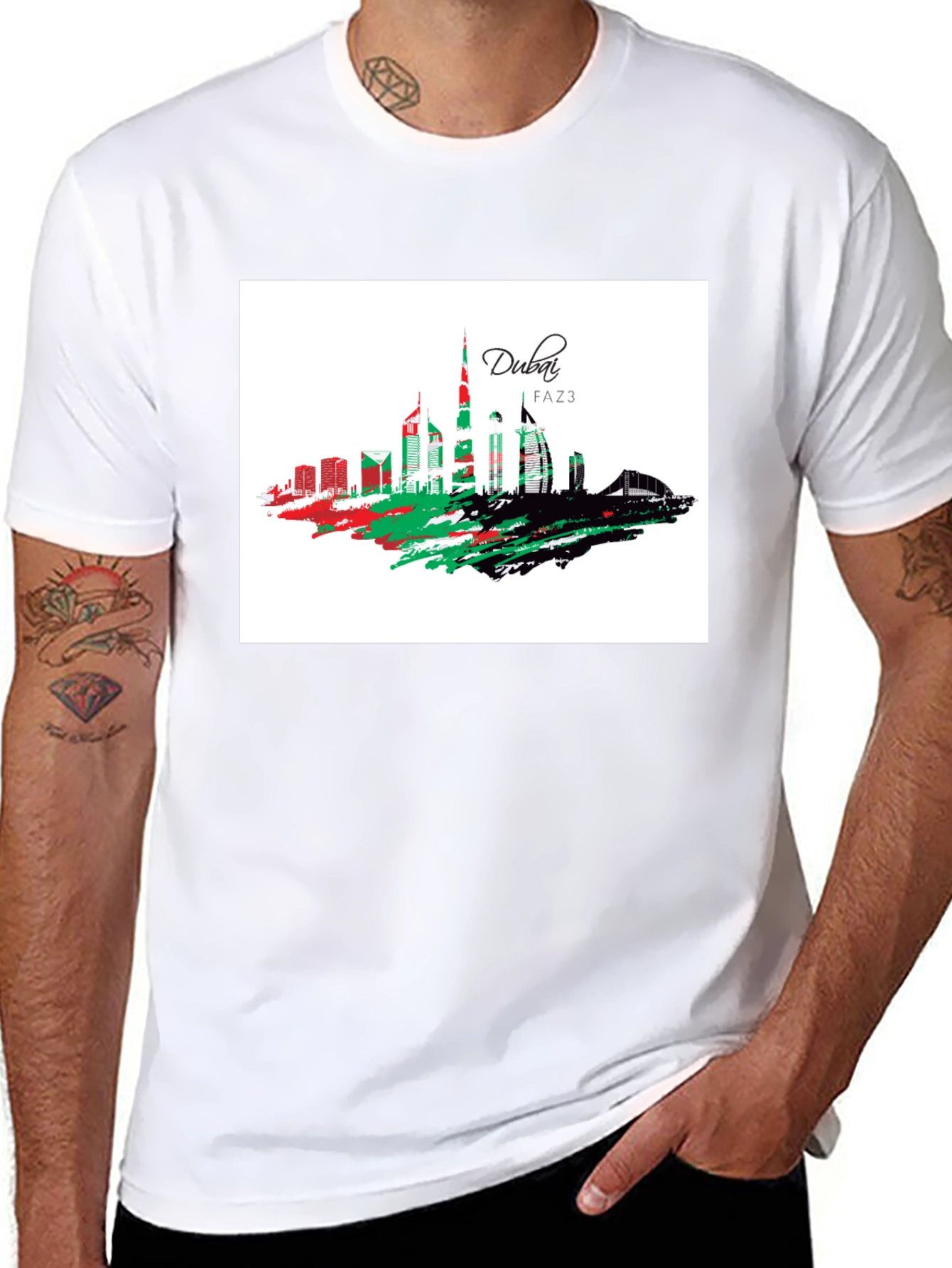 Dubai Skyline Graphic Tee - Stylish Black T-Shirt