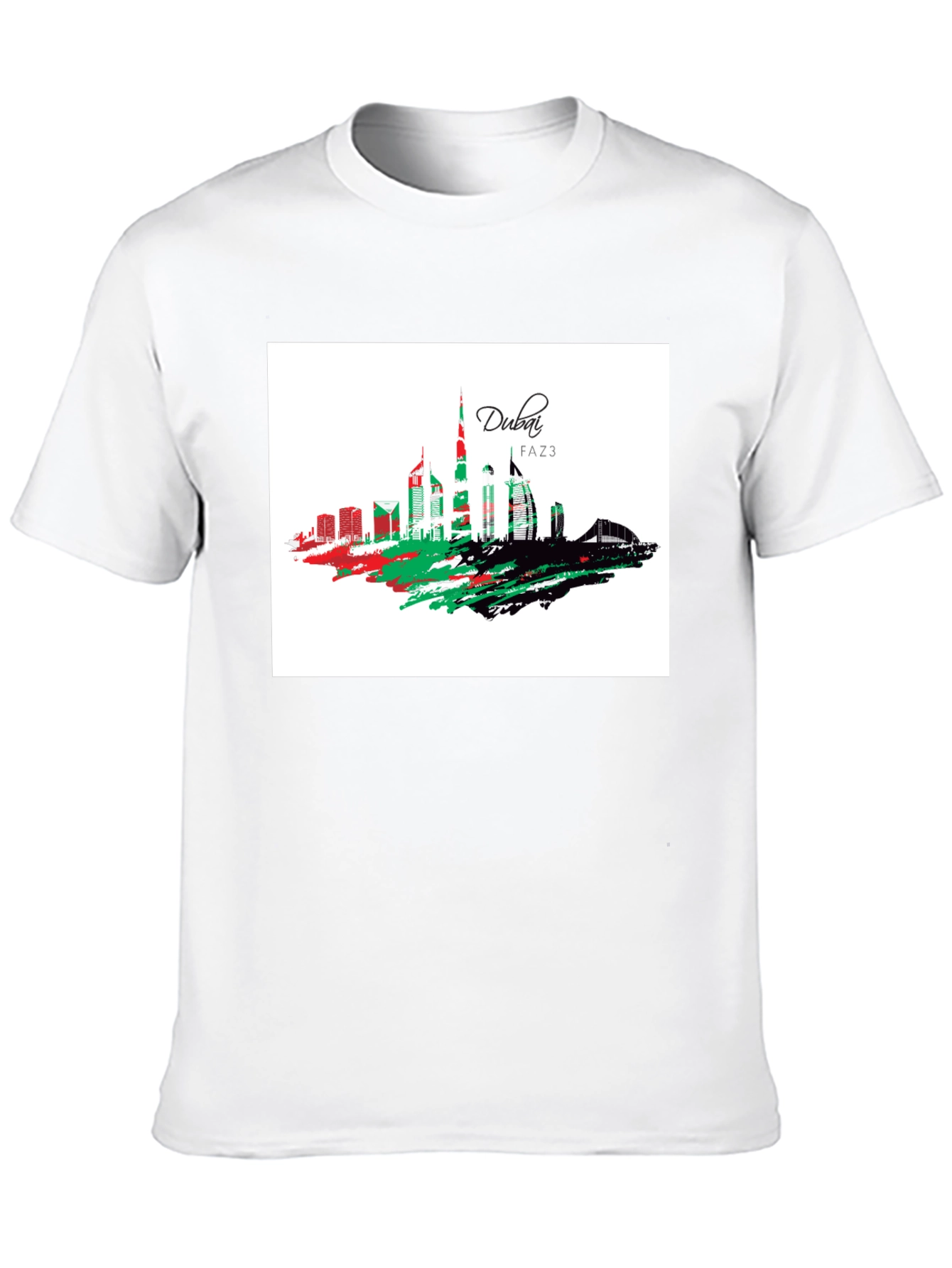 Dubai Skyline Graphic Tee - Stylish Black T-Shirt