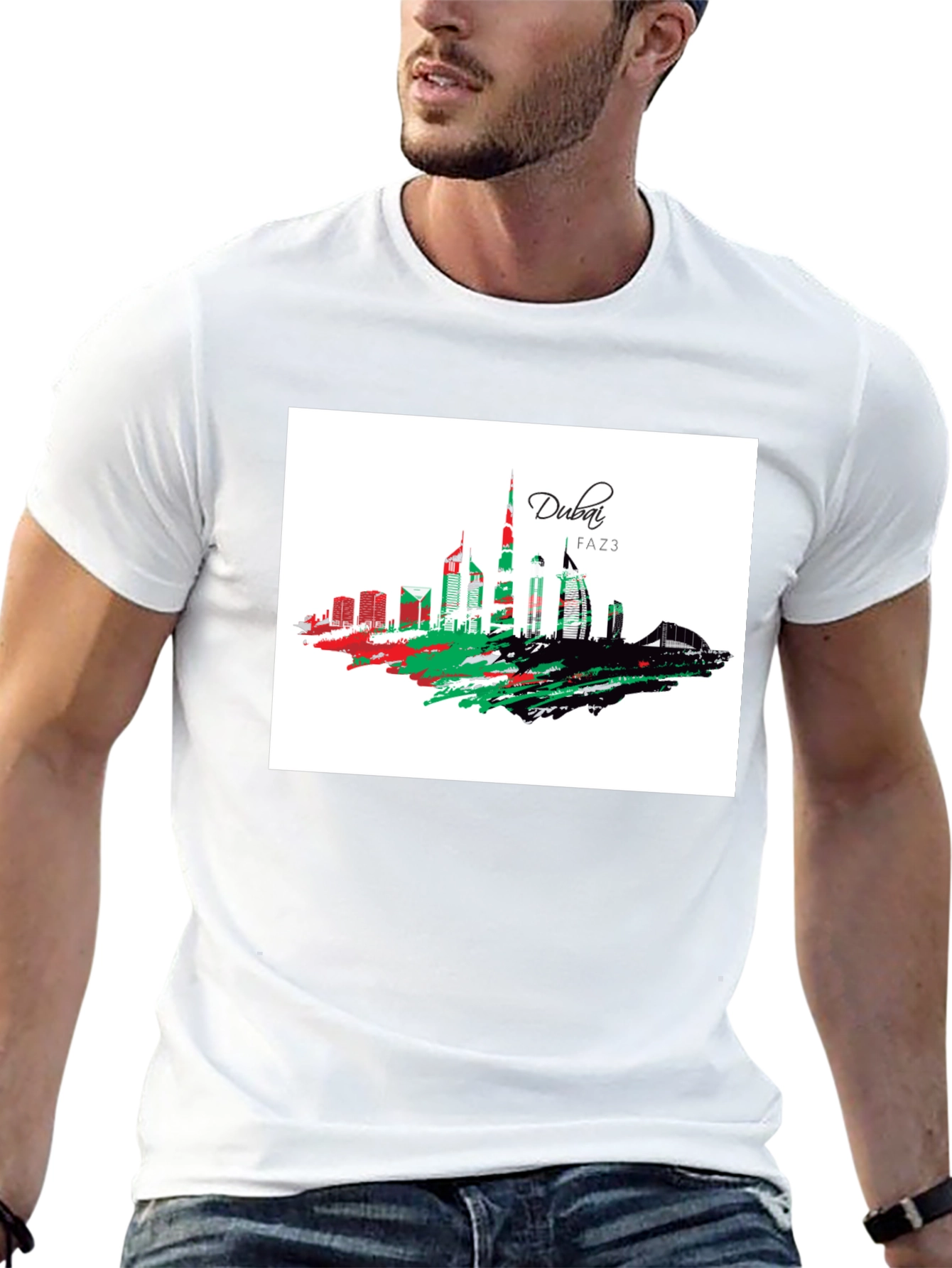 Dubai Skyline Graphic Tee - Stylish Black T-Shirt