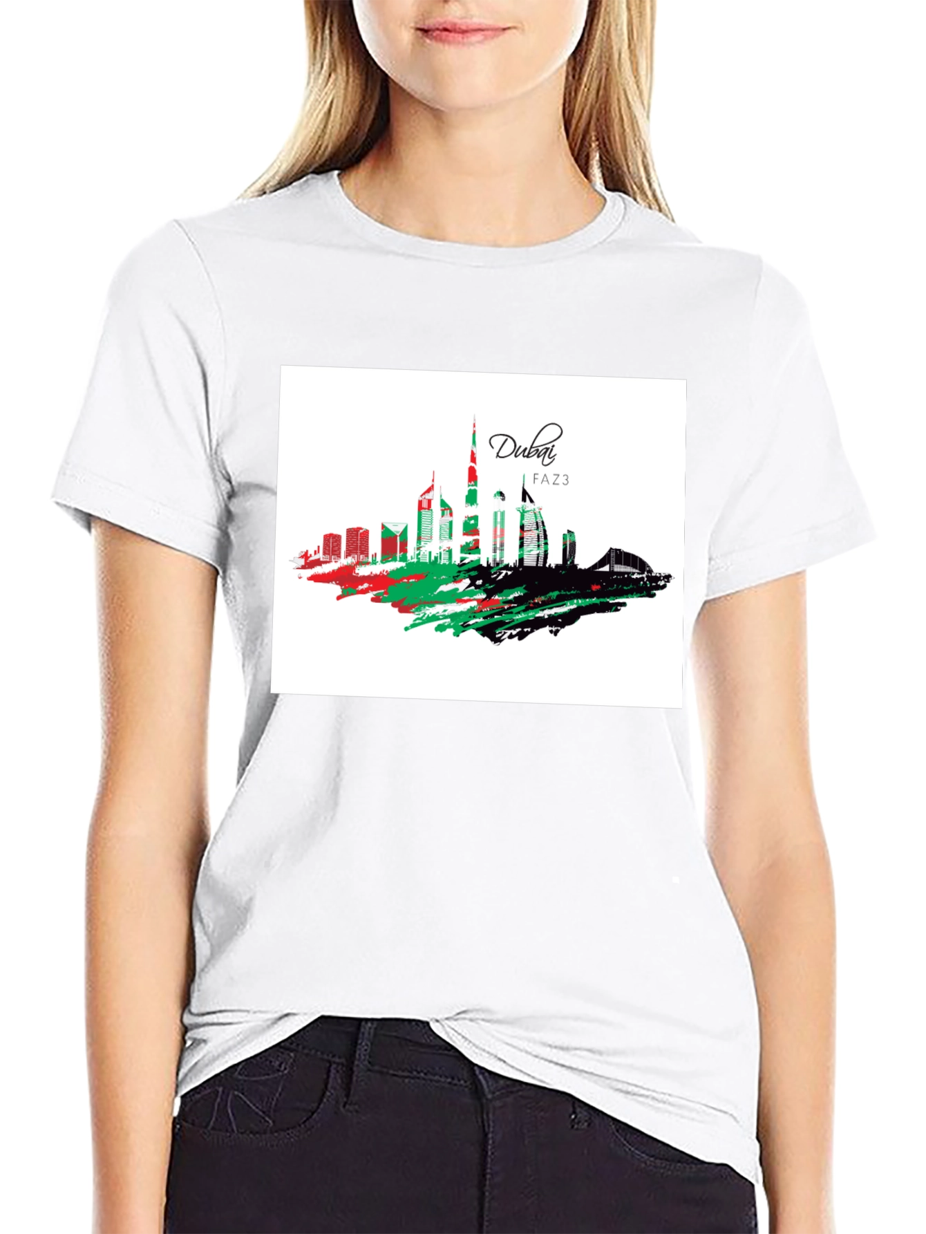Dubai Skyline Graphic Tee - Stylish Black T-Shirt