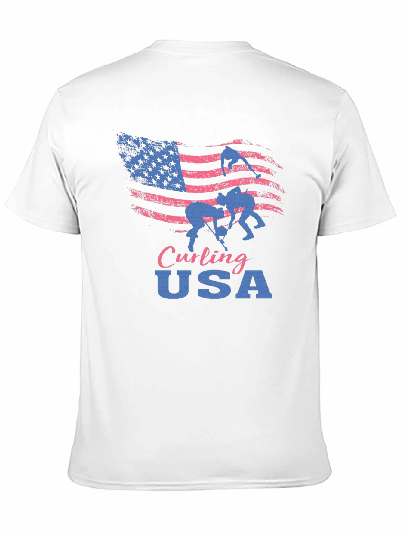 Curling USA T-Shirt - Patriotic American Flag Design