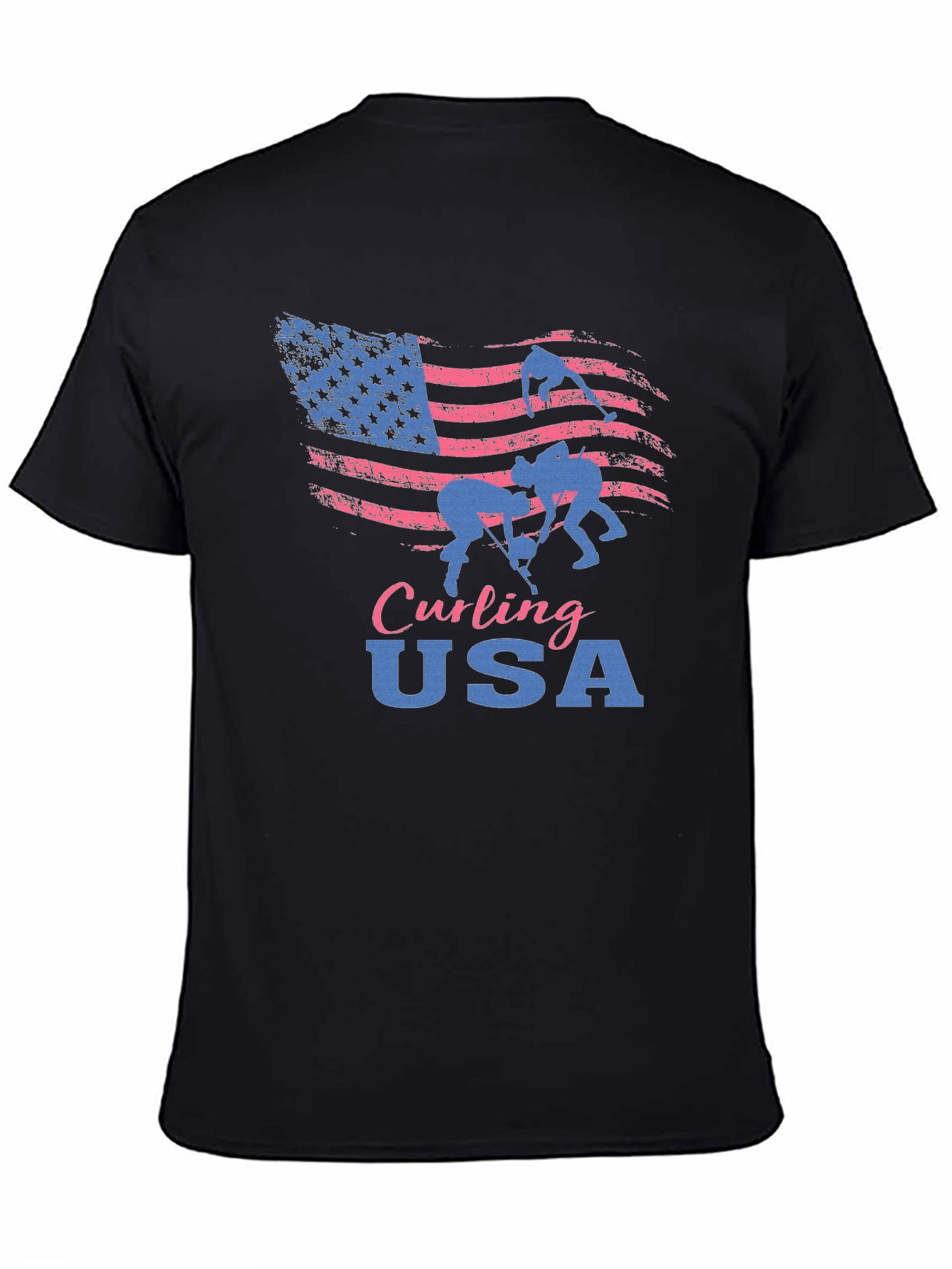 Curling USA T-Shirt - Patriotic American Flag Design