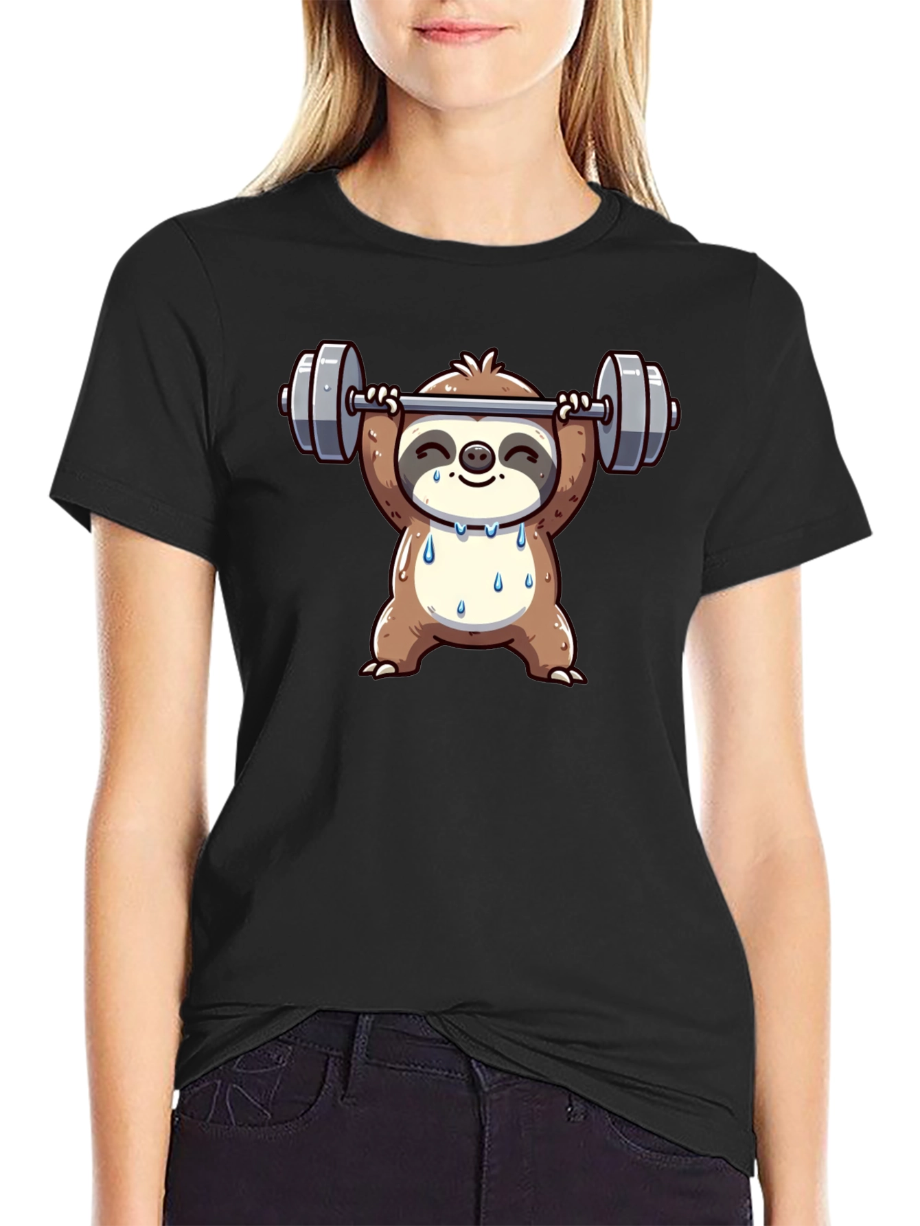Sloth Lifting Weights Graphic T-Shirt - Workout Ready