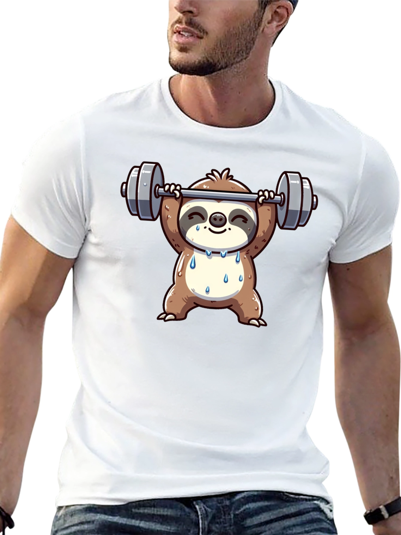 Sloth Lifting Weights Graphic T-Shirt - Workout Ready