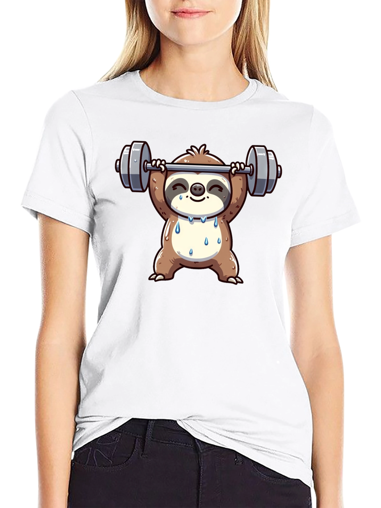 Sloth Lifting Weights Graphic T-Shirt - Workout Ready