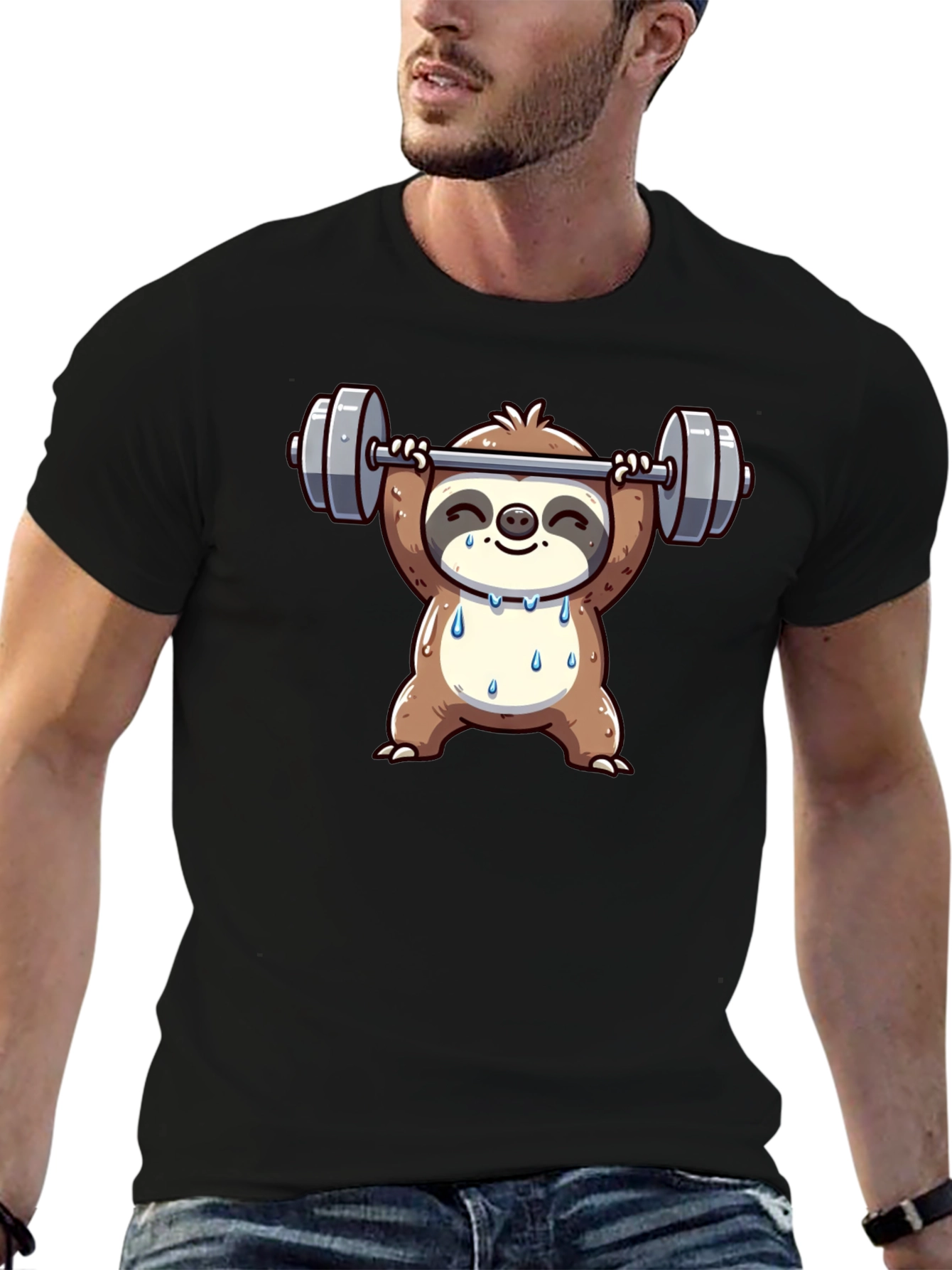 Sloth Lifting Weights Graphic T-Shirt - Workout Ready