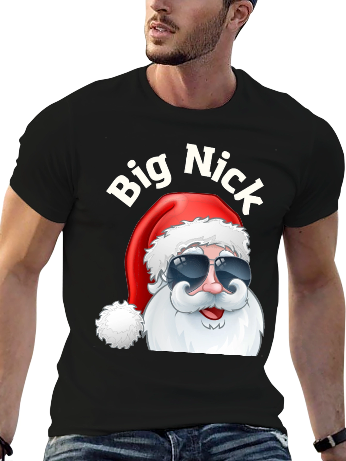 Big Nick Santa Black Graphic Tee