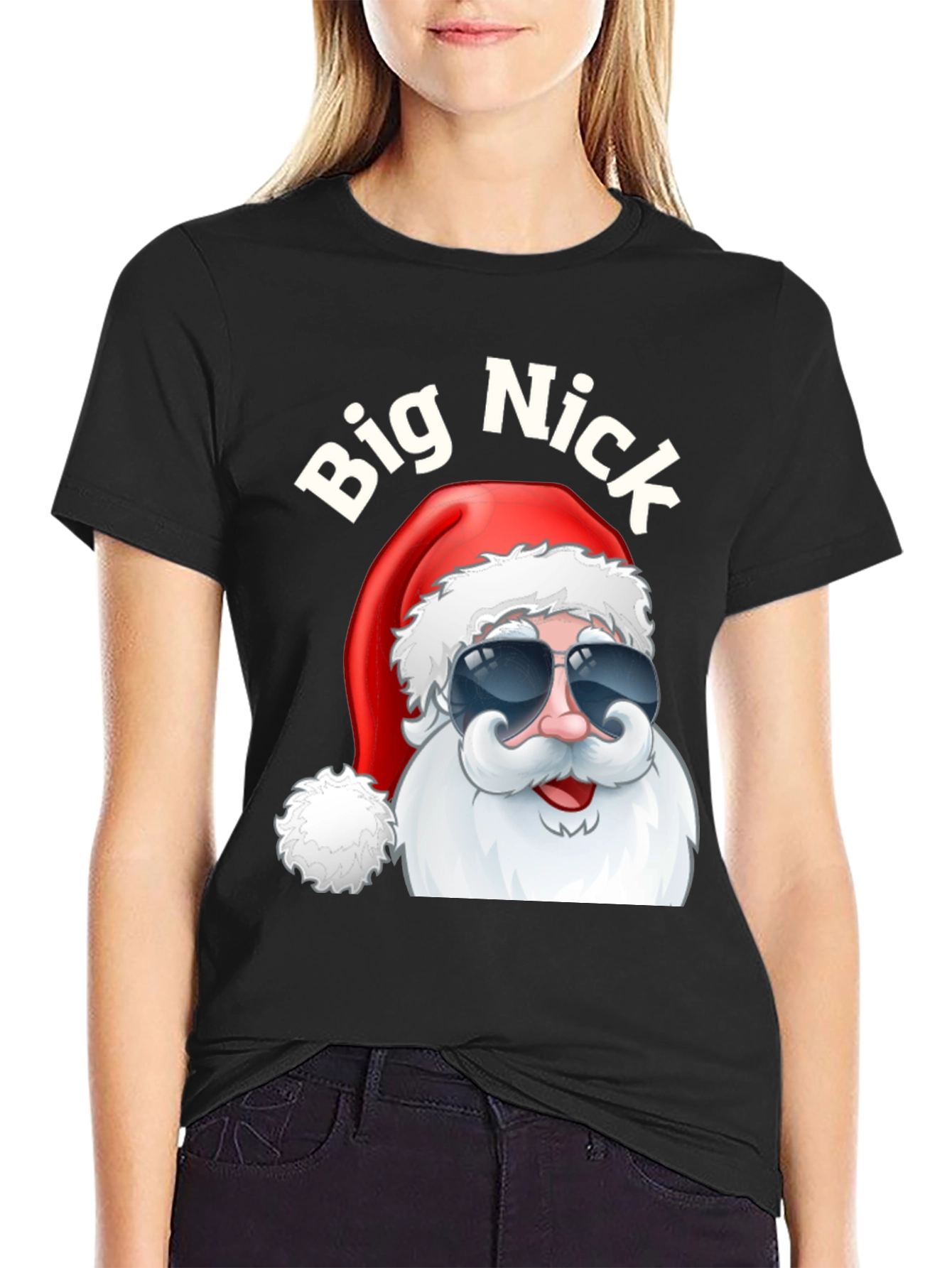 Big Nick Santa Black Graphic Tee