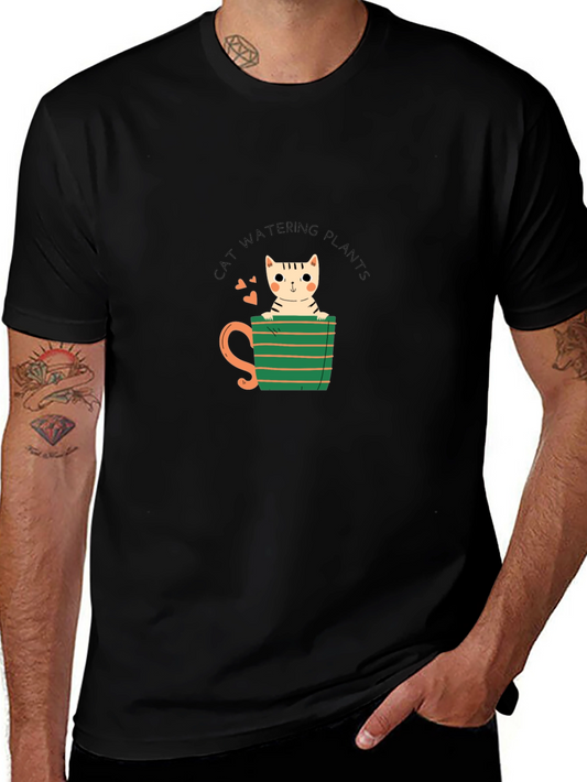 Cat Watering Plants Graphic Tee
