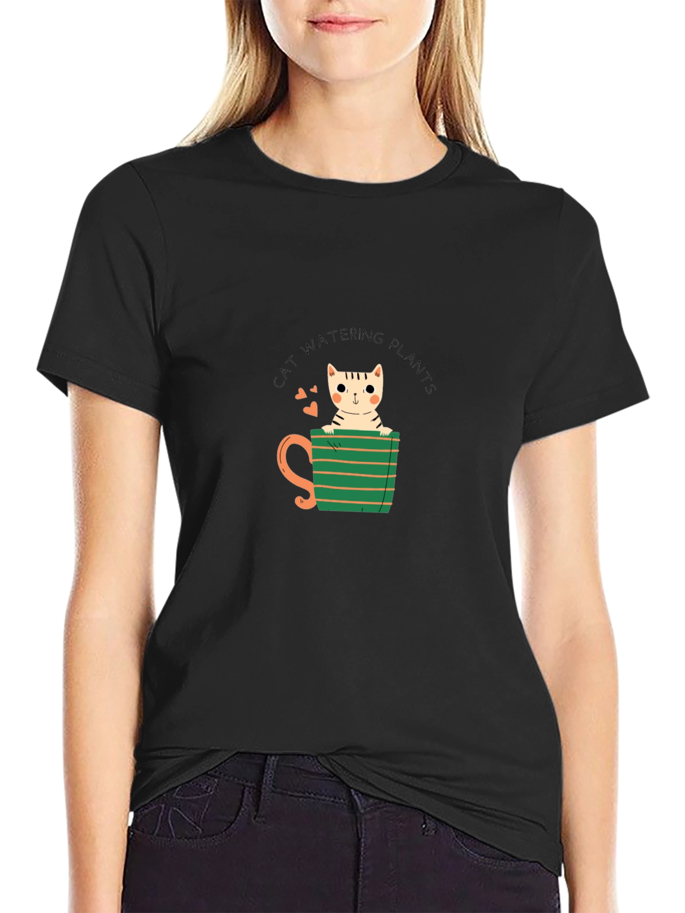 Cat Watering Plants Graphic Tee