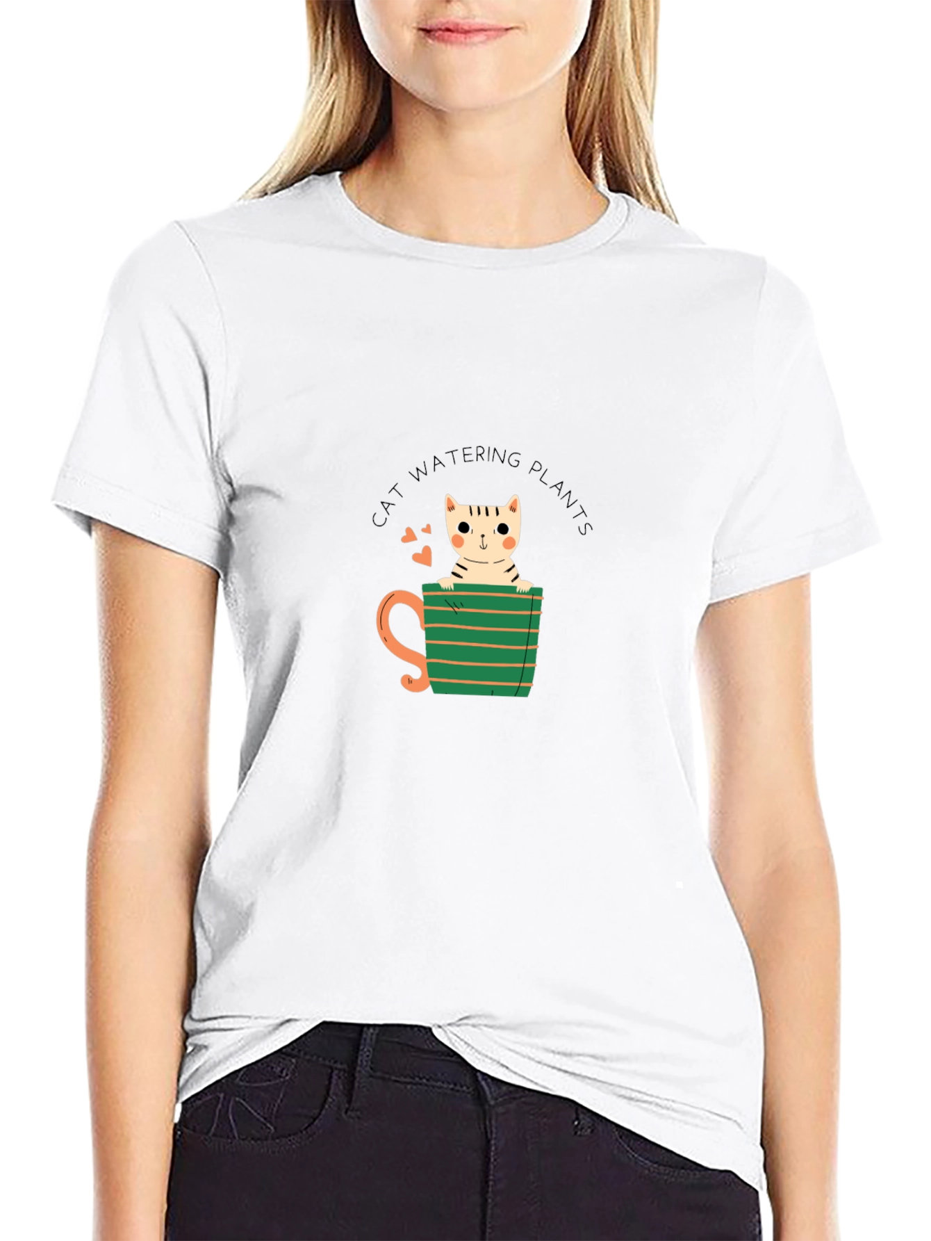 Cat Watering Plants Graphic Tee