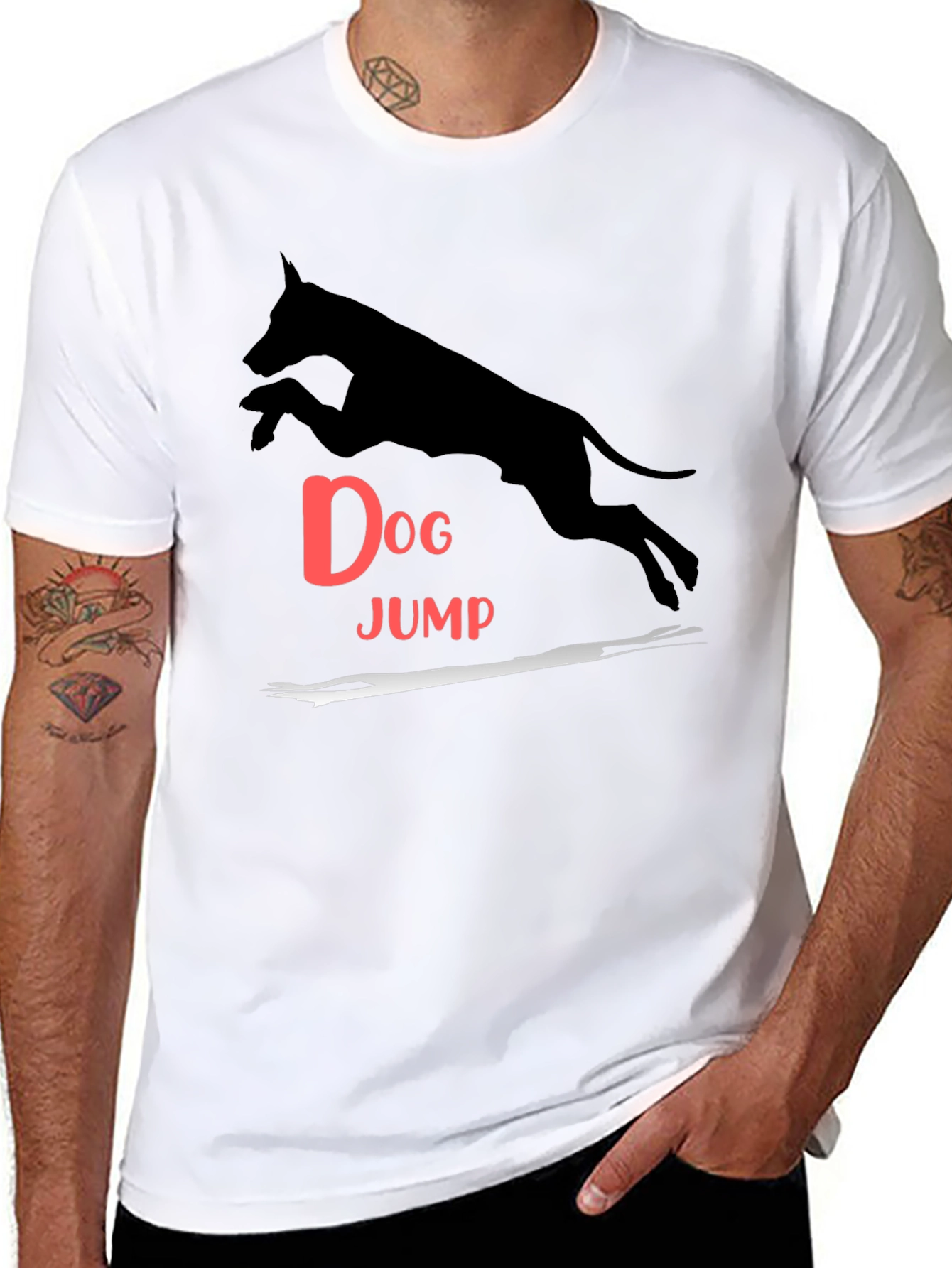 Dog Jump Graphic Tee - Black Casual T-Shirt