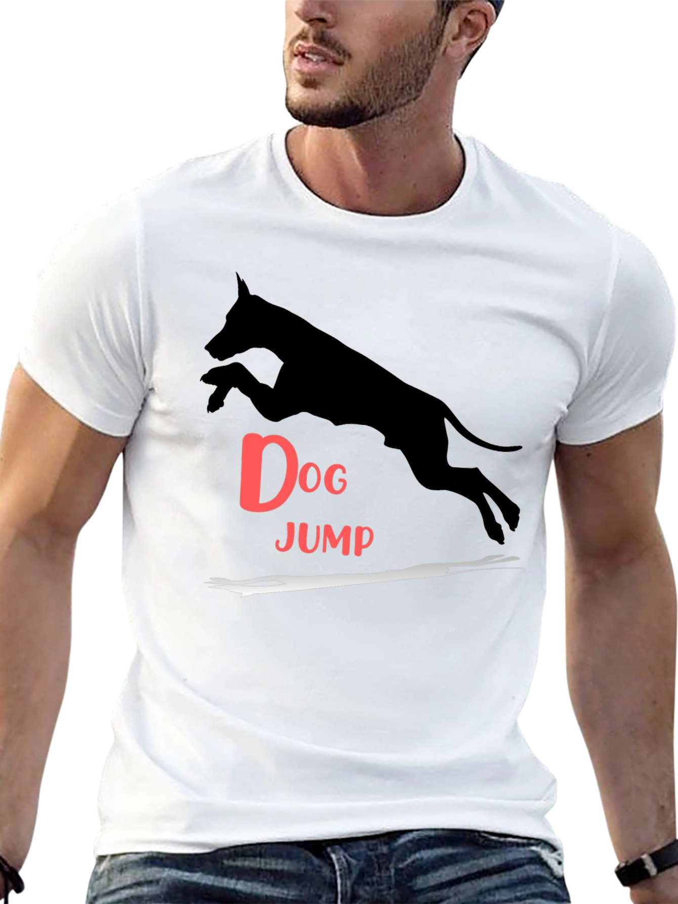 Dog Jump Graphic Tee - Black Casual T-Shirt