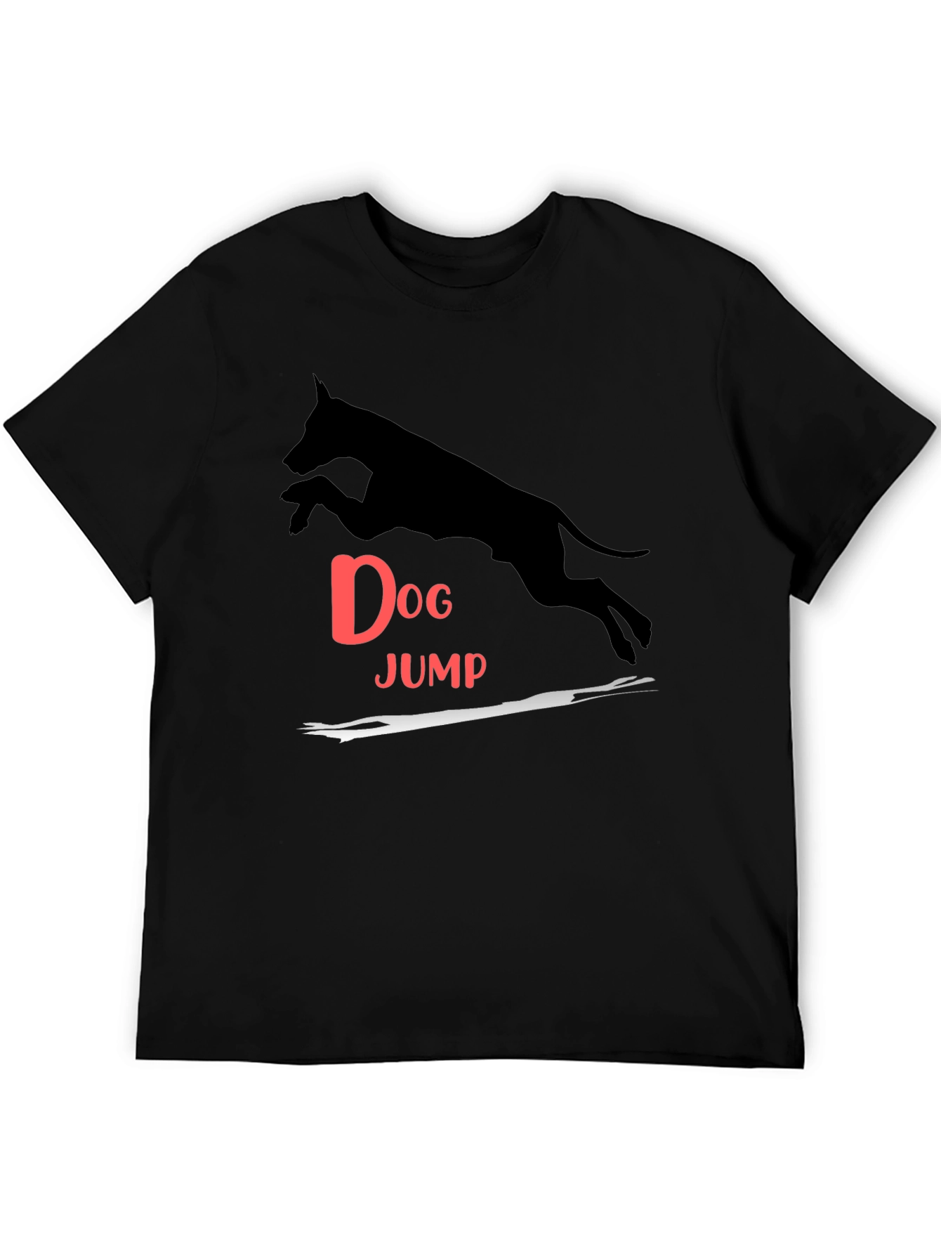 Dog Jump Graphic Tee - Black Casual T-Shirt