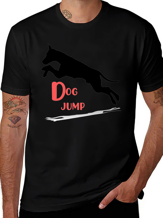 Dog Jump Graphic Tee - Black Casual T-Shirt