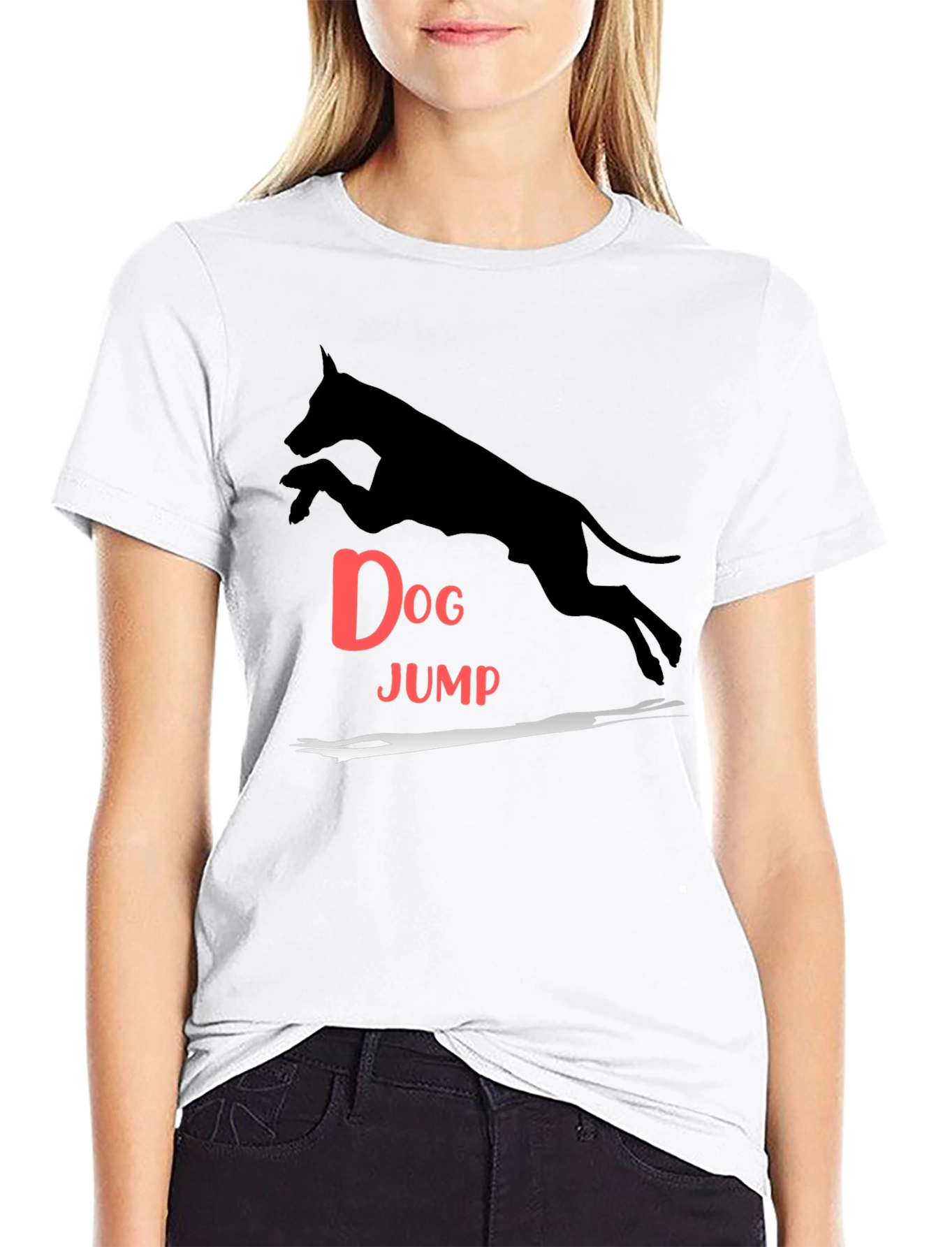 Dog Jump Graphic Tee - Black Casual T-Shirt