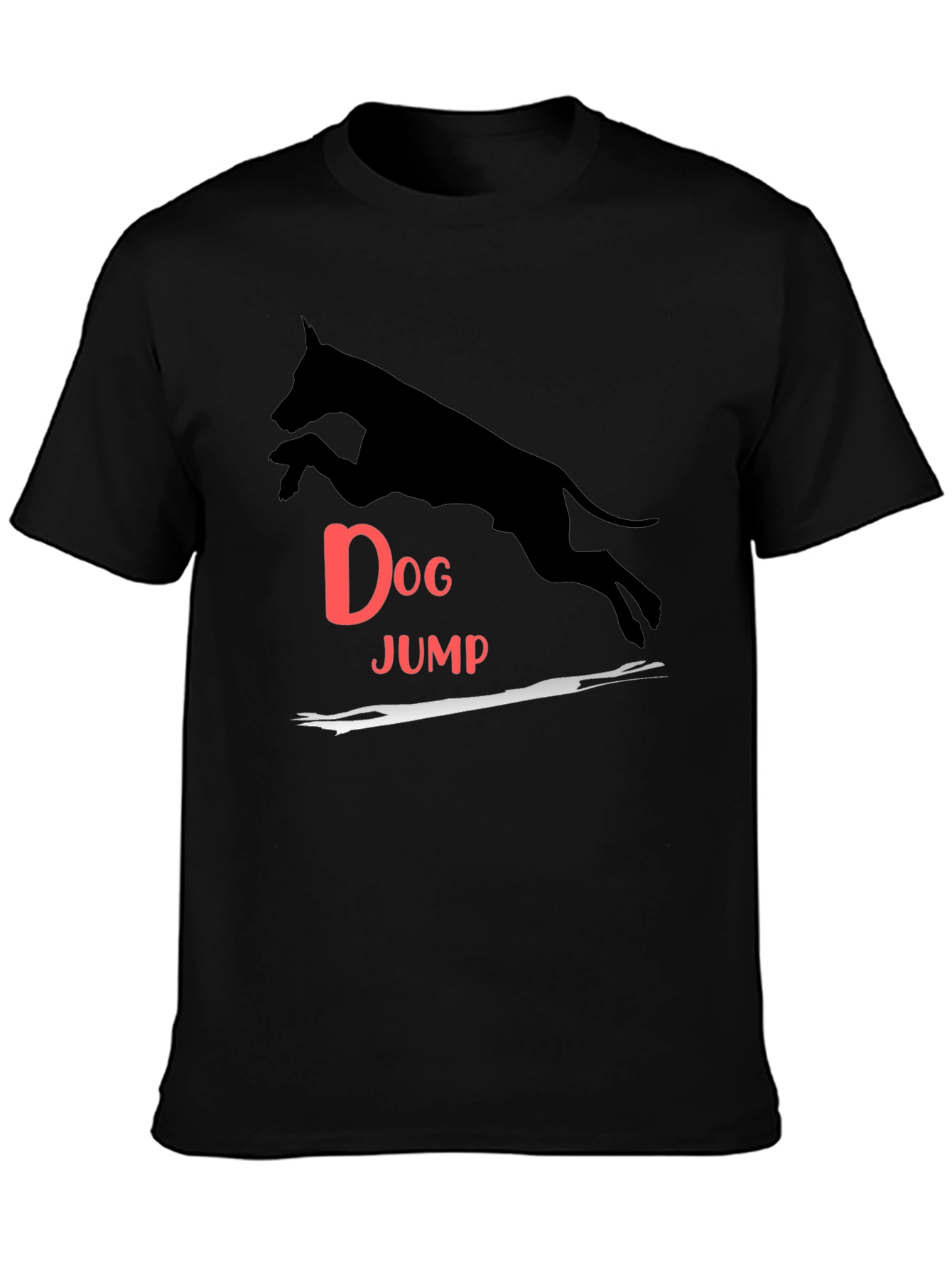 Dog Jump Graphic Tee - Black Casual T-Shirt