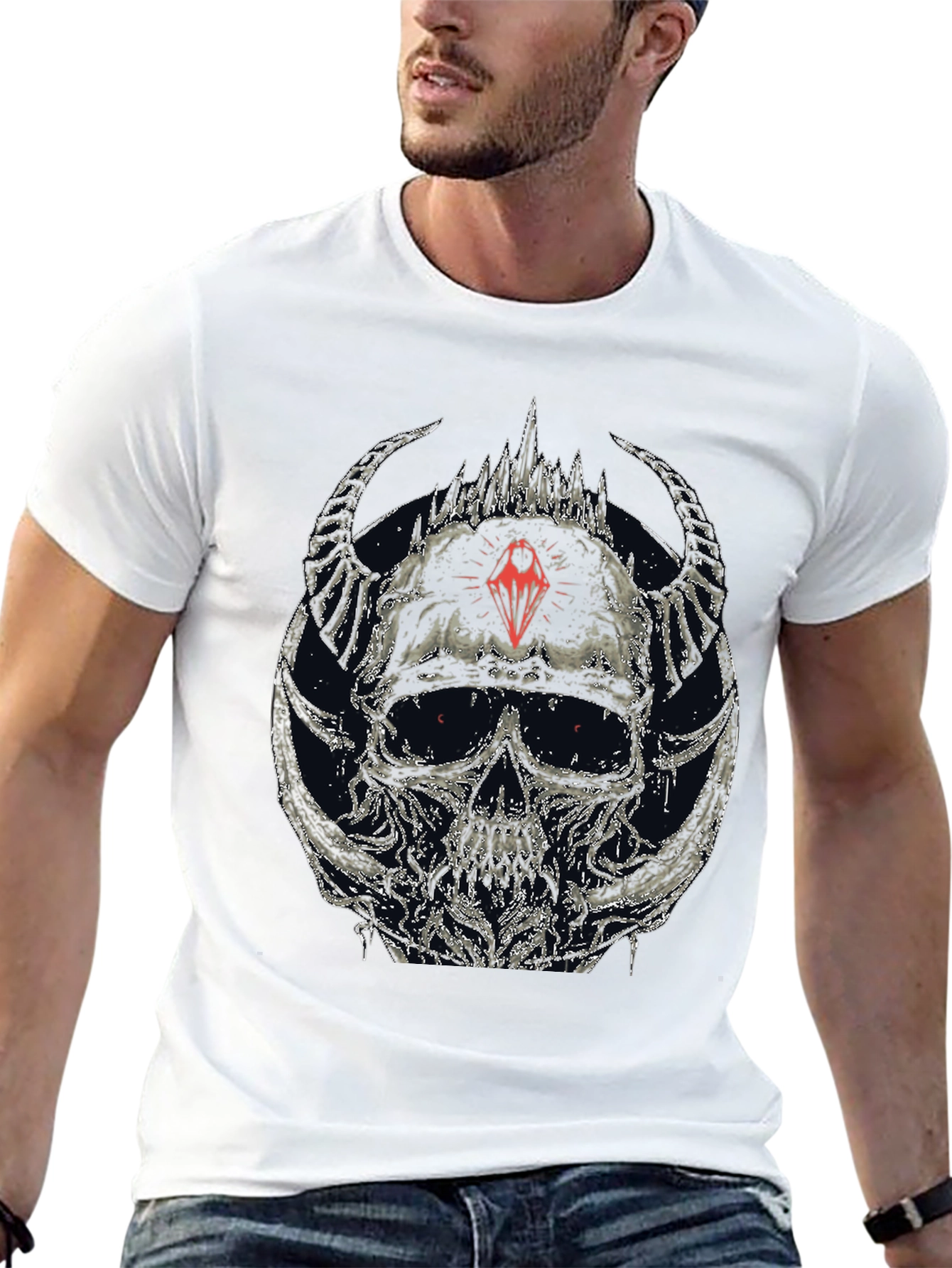 Skull & Horns Graphic T-Shirt