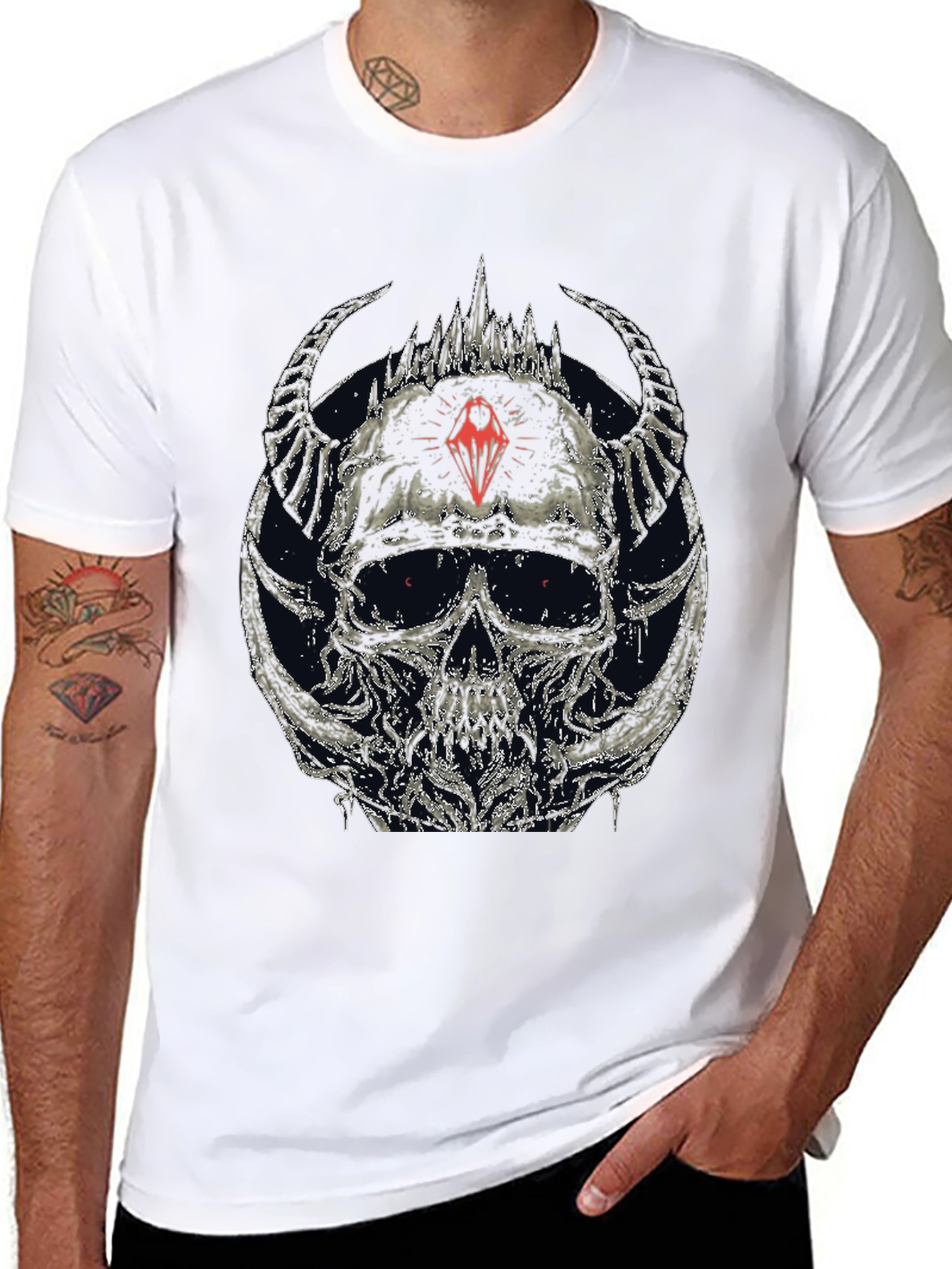 Skull & Horns Graphic T-Shirt