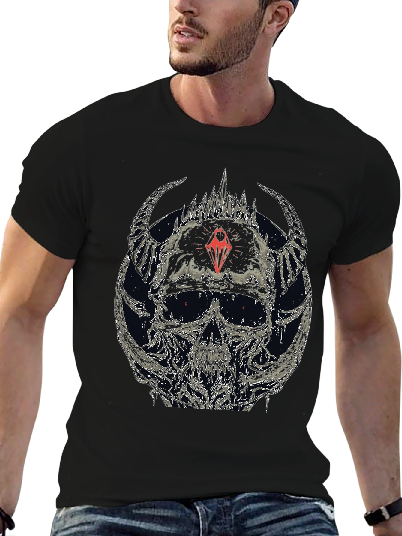 Skull & Horns Graphic T-Shirt