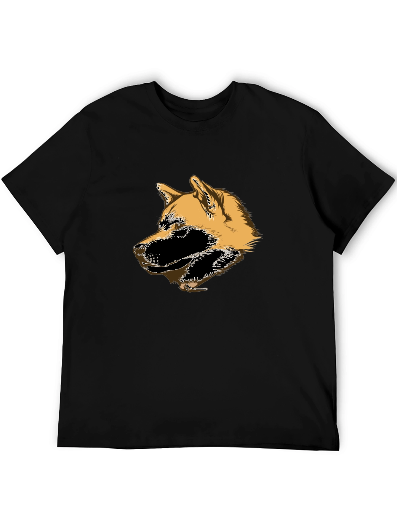 Akita Dog Head Graphic T-Shirt - Black