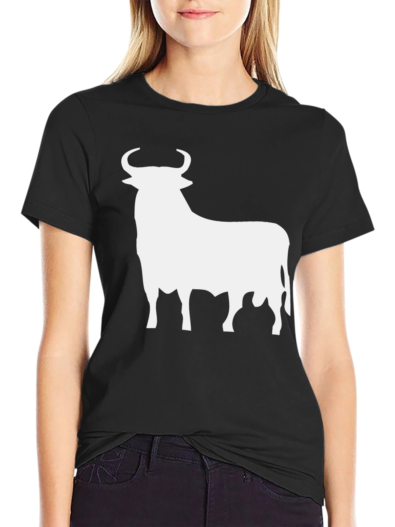 Bull Silhouette Graphic Tee - Stylish Mens Black T-Shirt