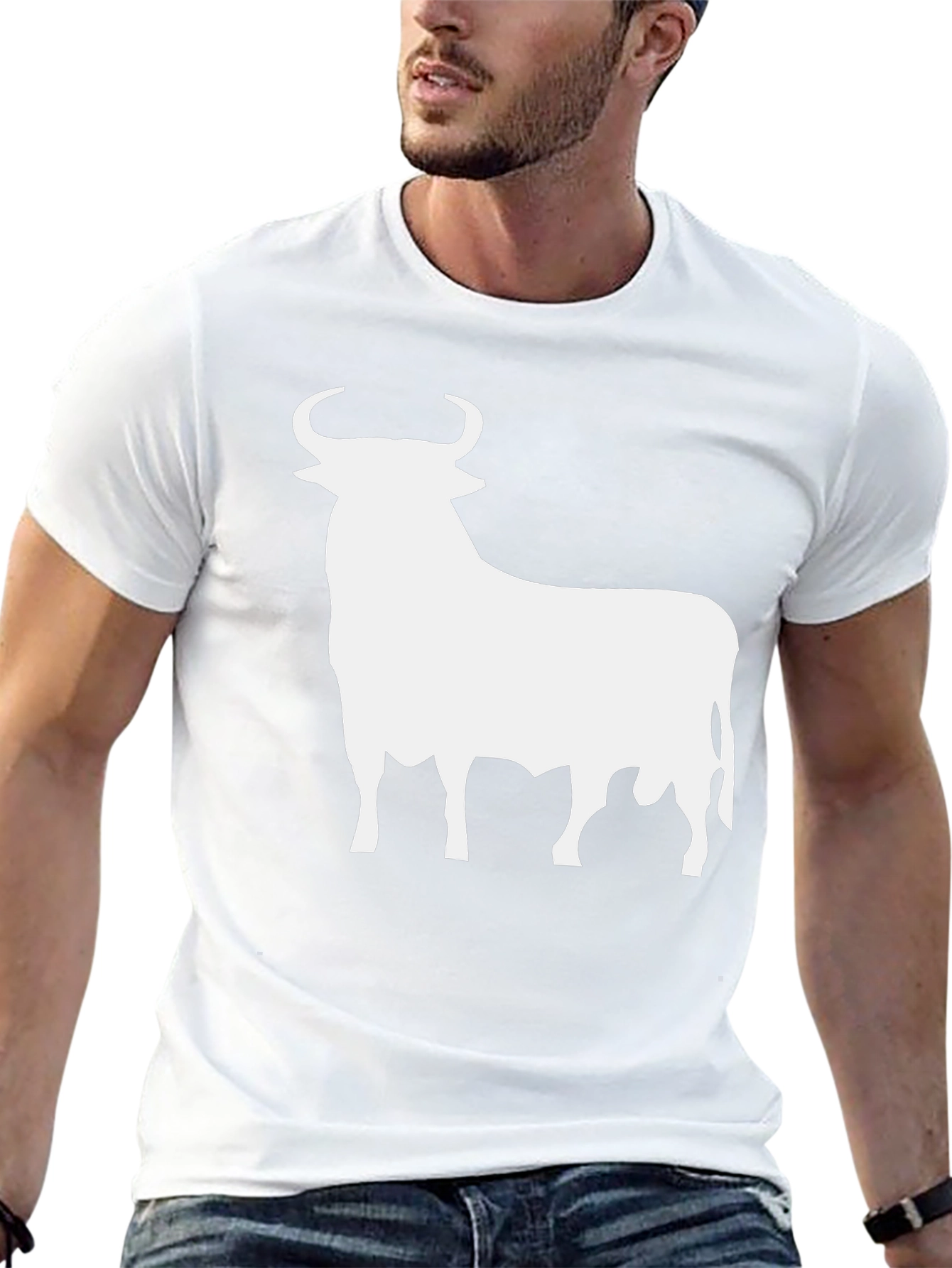 Bull Silhouette Graphic Tee - Stylish Mens Black T-Shirt