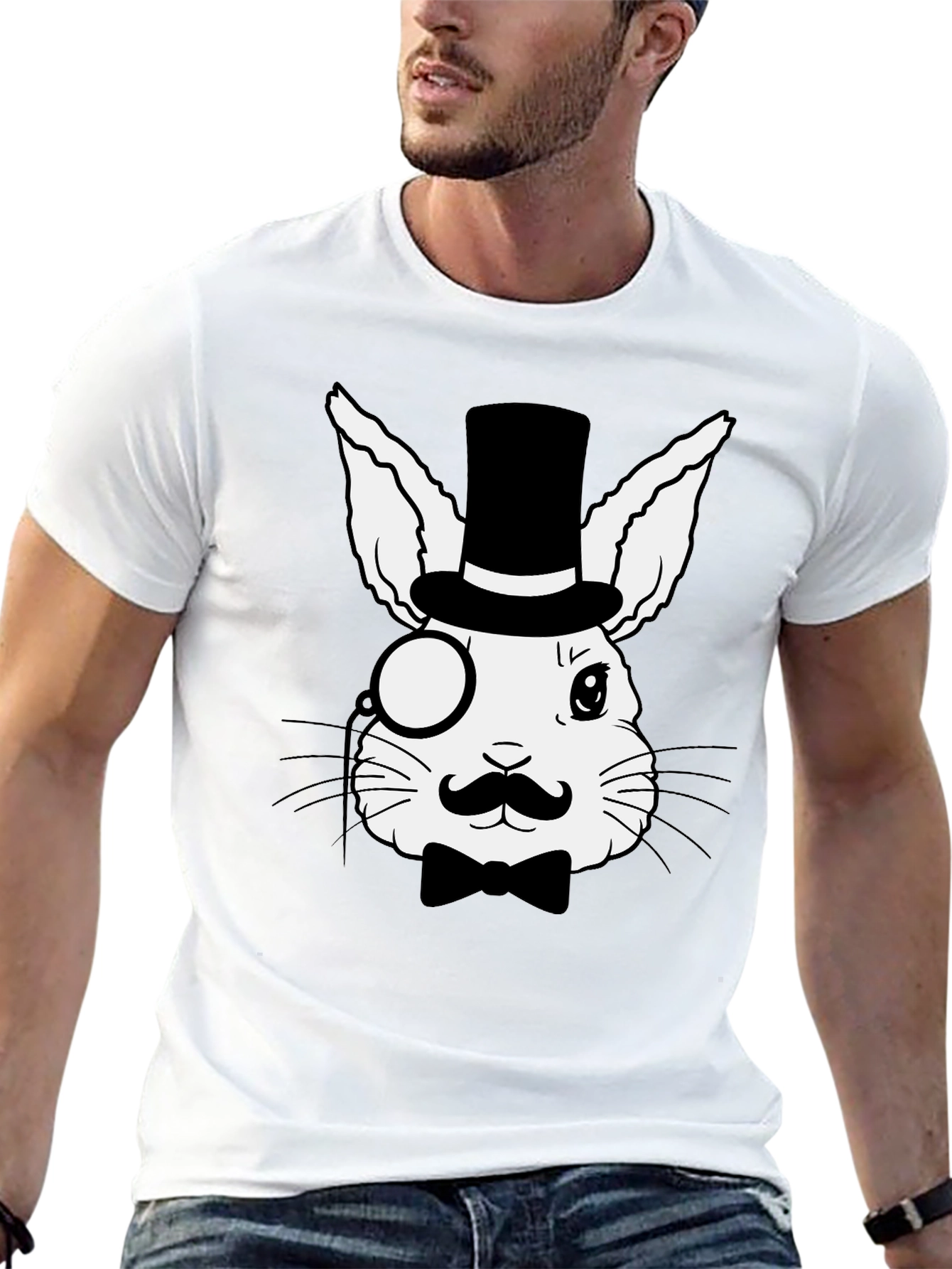 Dapper Rabbit T-Shirt - Stylish Bunny Design